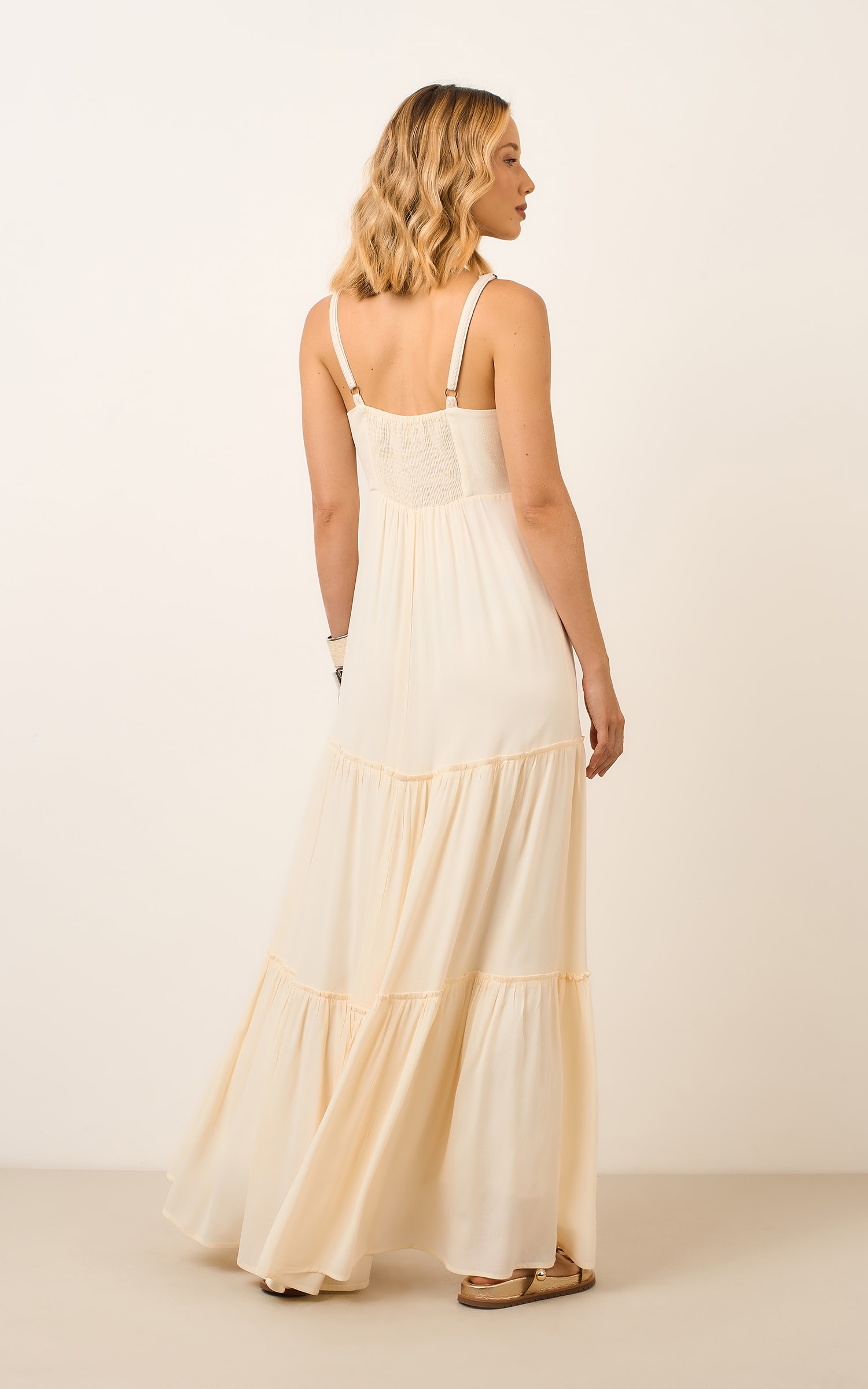 Vestido Longo Trancas Naif Off White