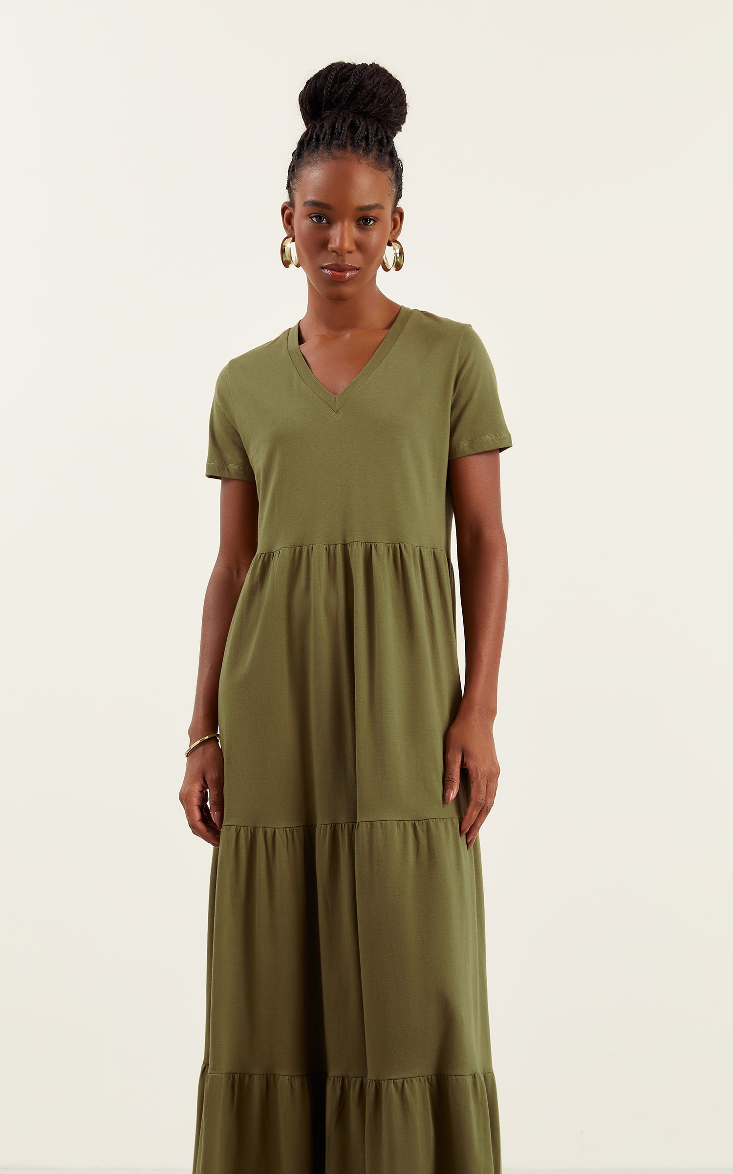 Vestido Malha Tres Marias Verde Musgo
