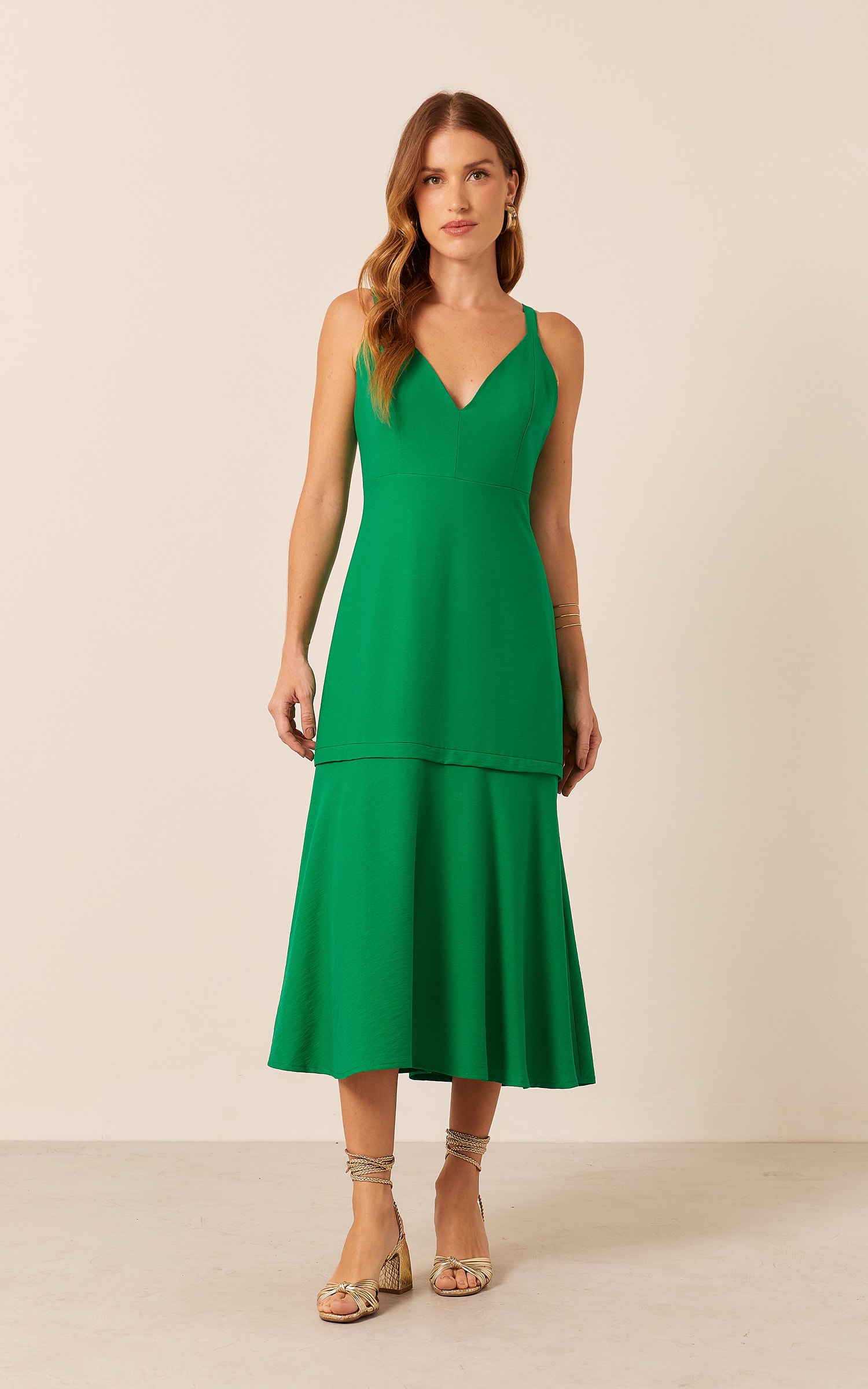 Vestido Midi Alegria Verde Bandeira