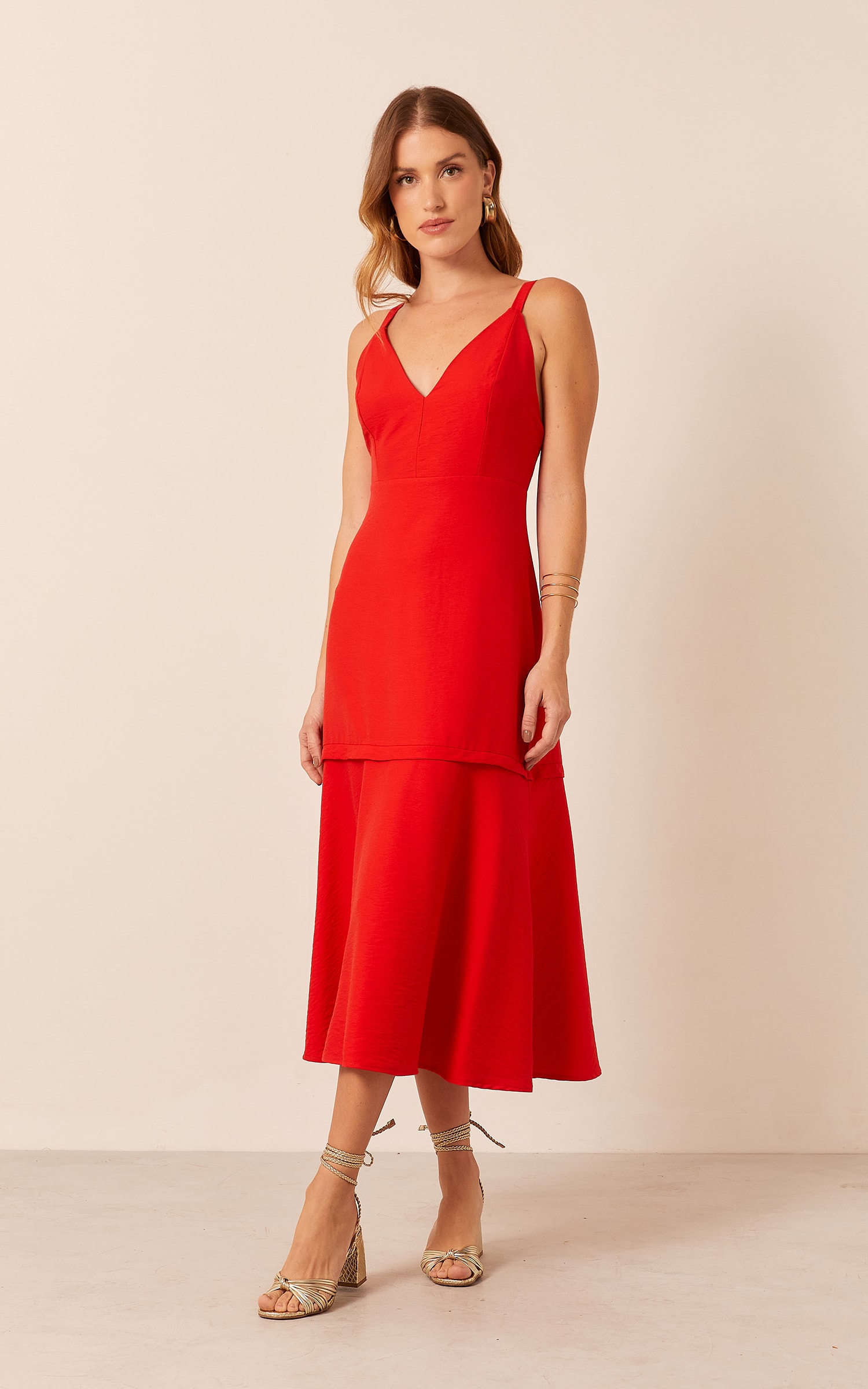 Vestido Midi Alegria Vermelho