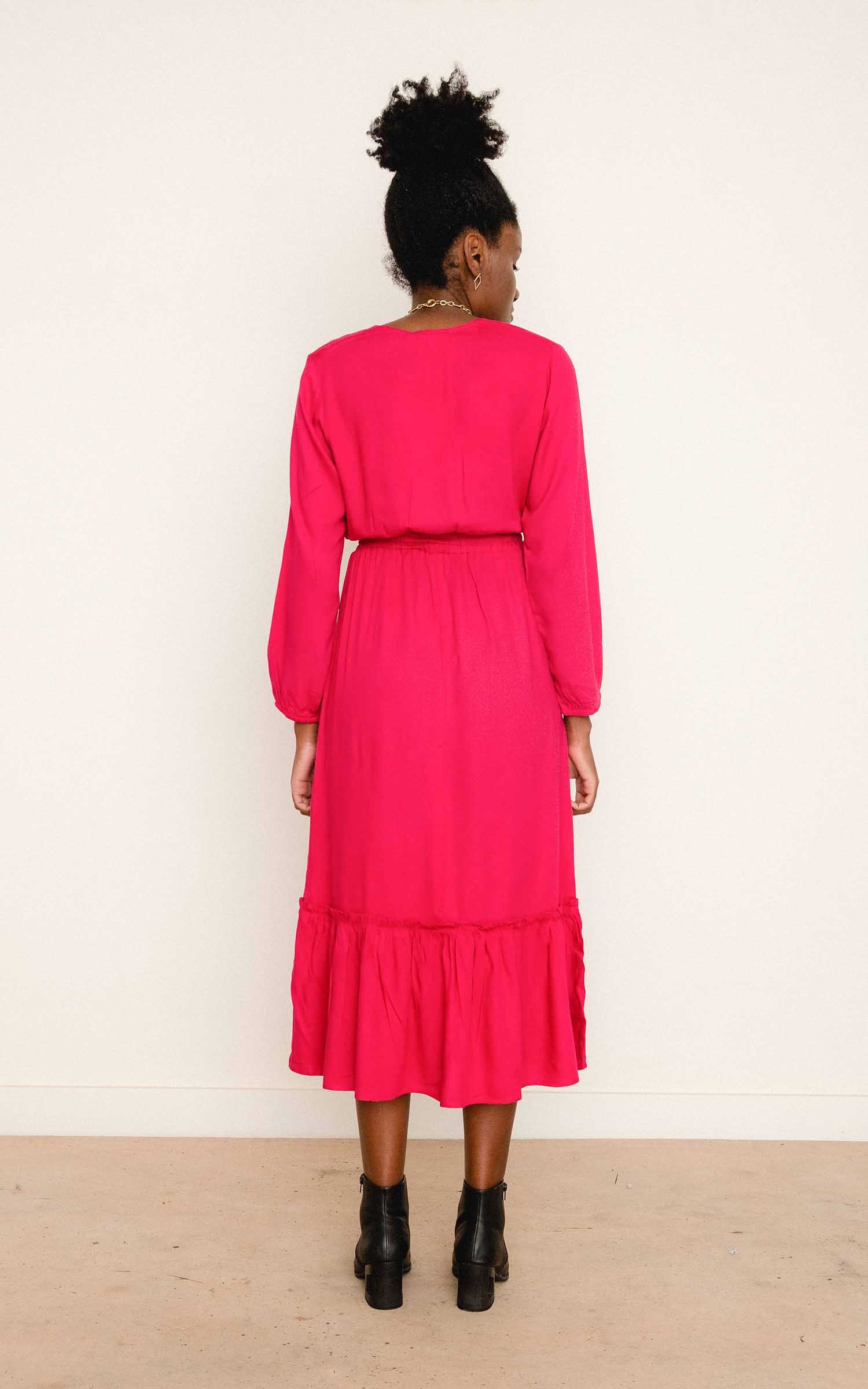 Vestido Midi Alfa Fúcsia