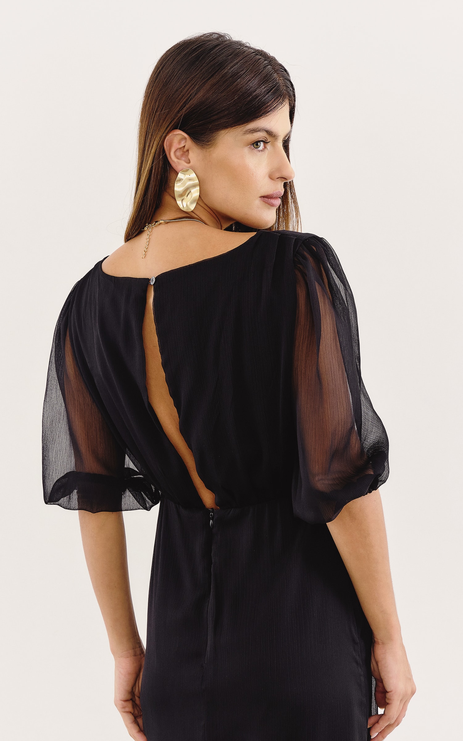 Vestido Midi Art Deco Preto