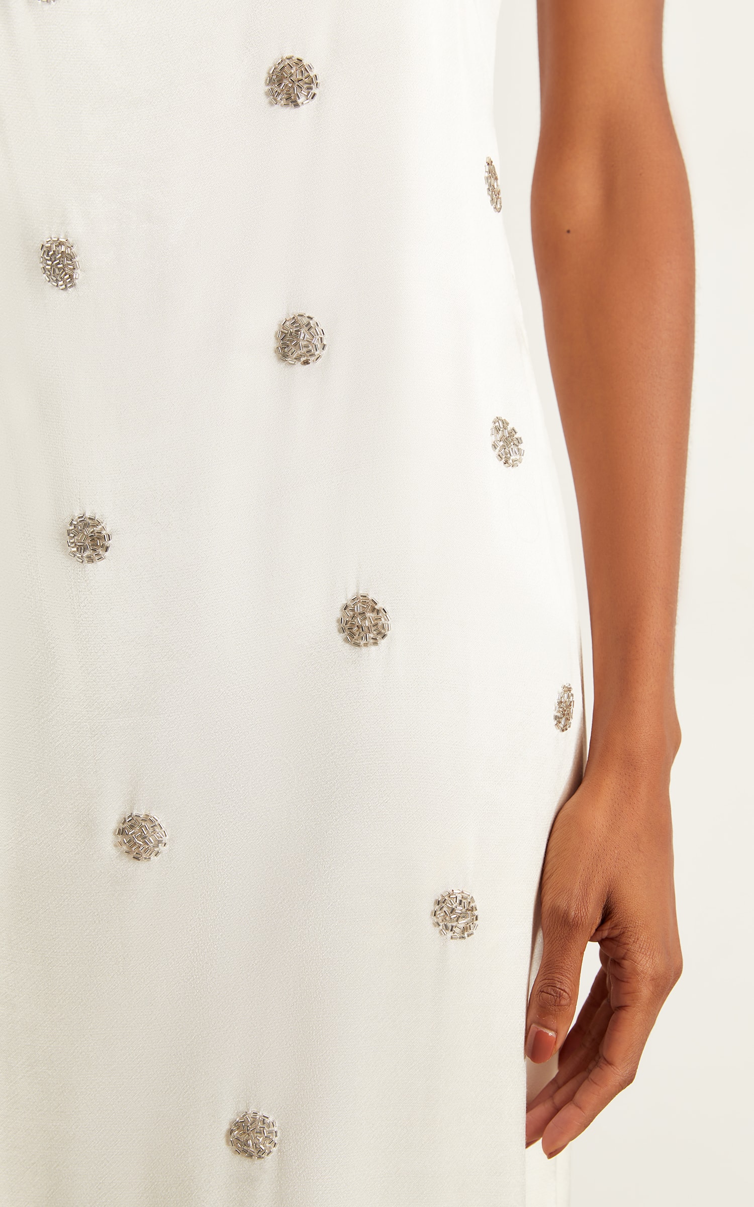 Vestido Midi Bordado Poá Off White