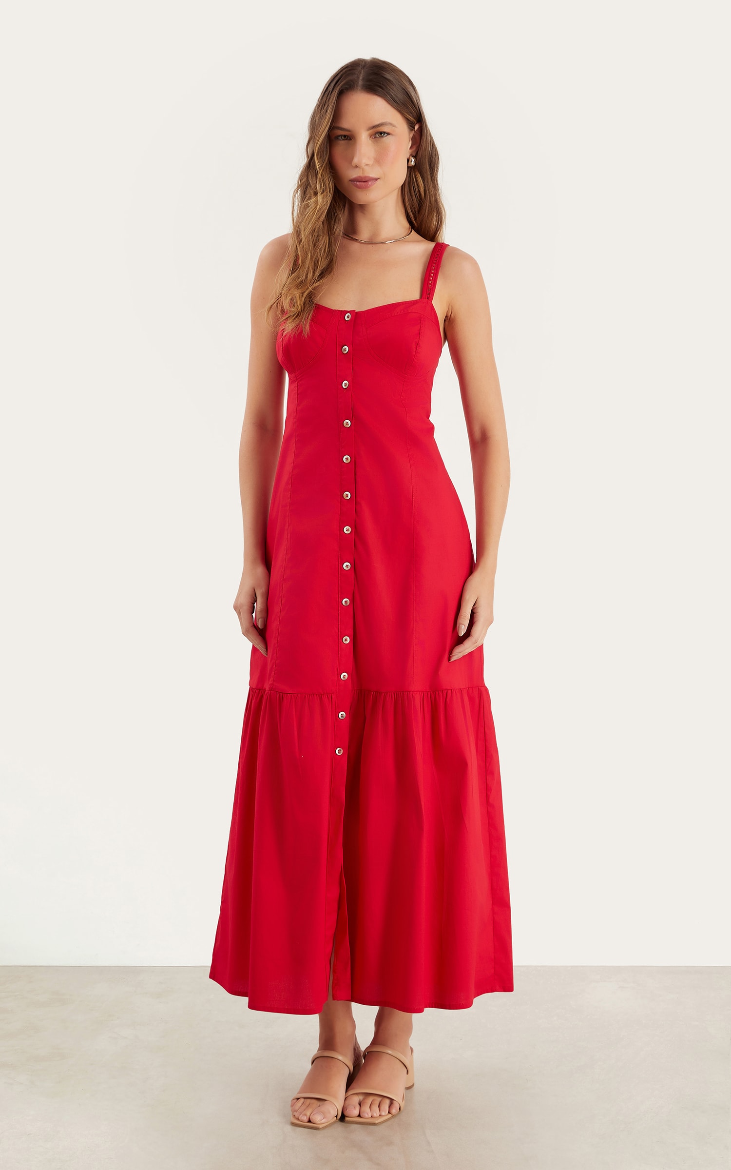 Vestido Midi Bruma Vermelho