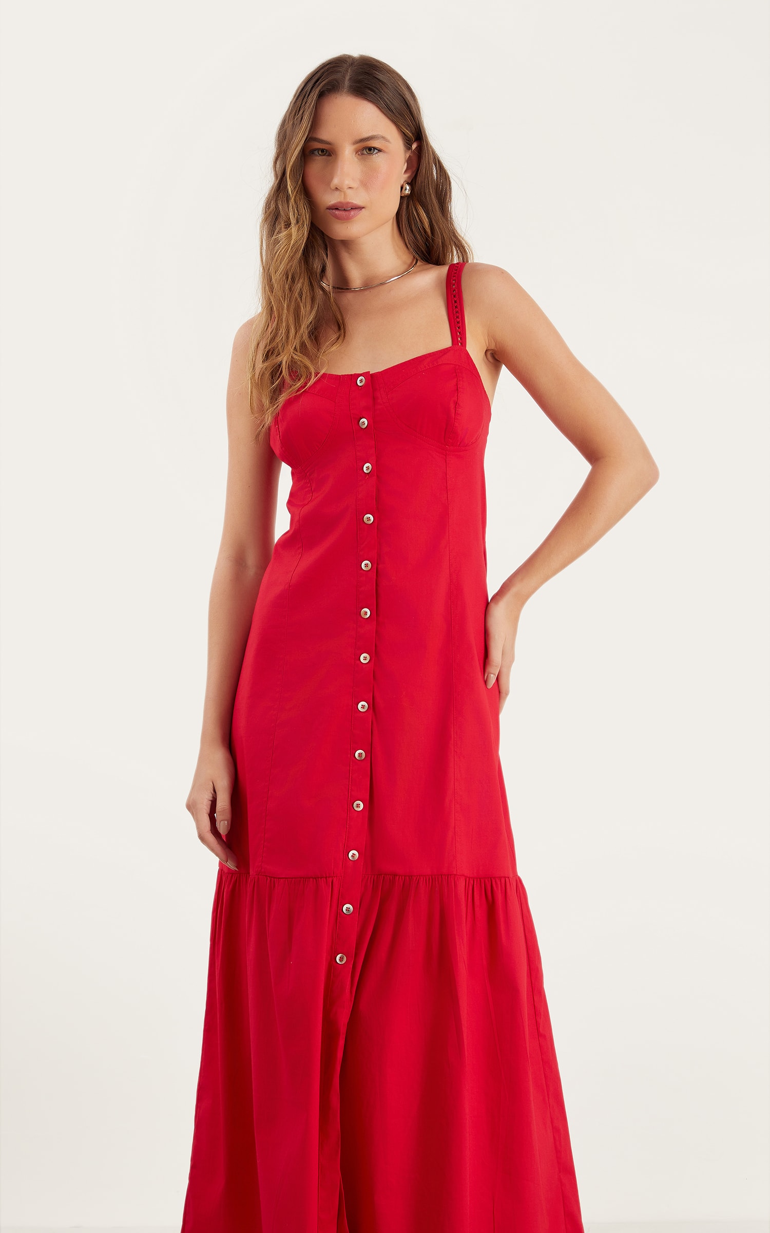 Vestido Midi Bruma Vermelho