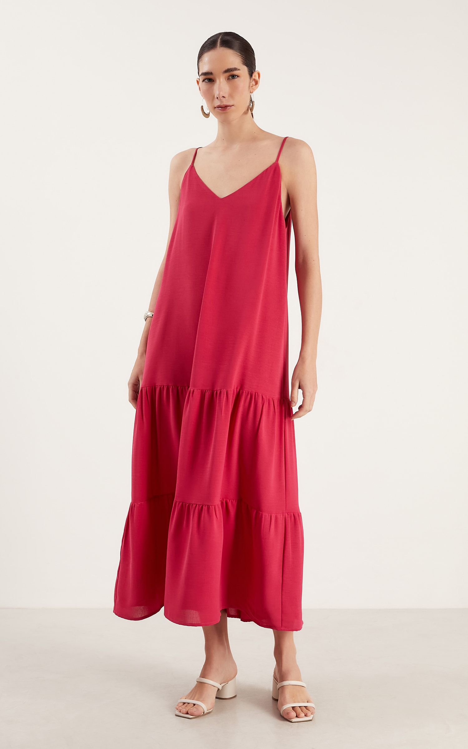 Vestido Midi Cherry Decote v Cereja