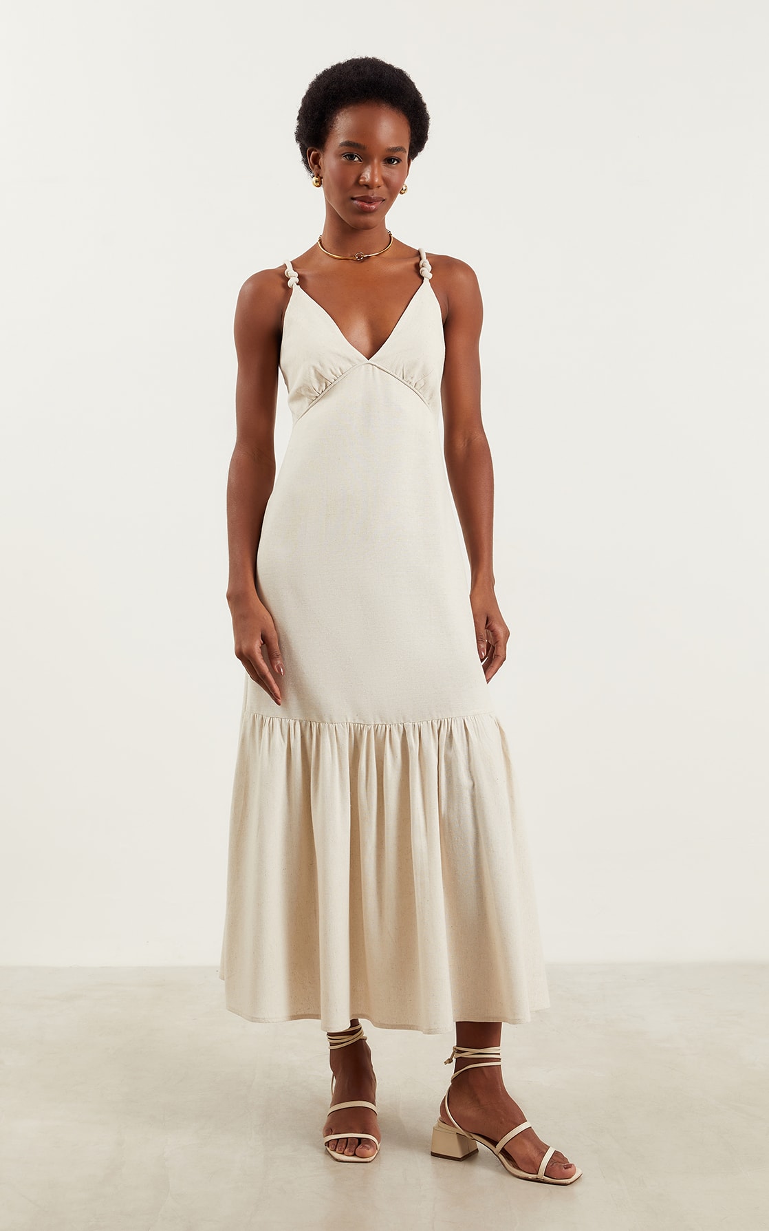 Vestido Midi Coral Natural