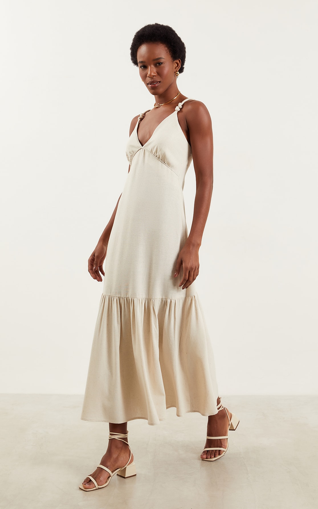Vestido Midi Coral Natural