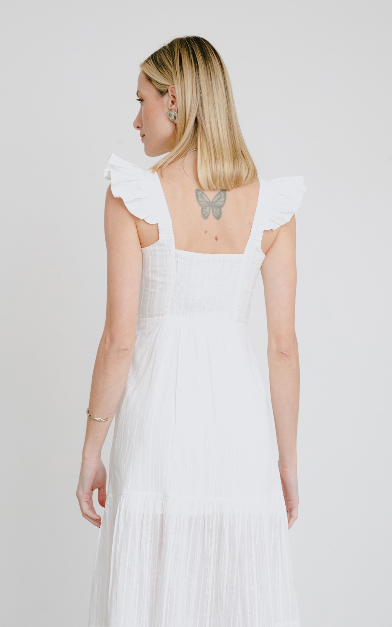 Vestido Midi Folclore Off White