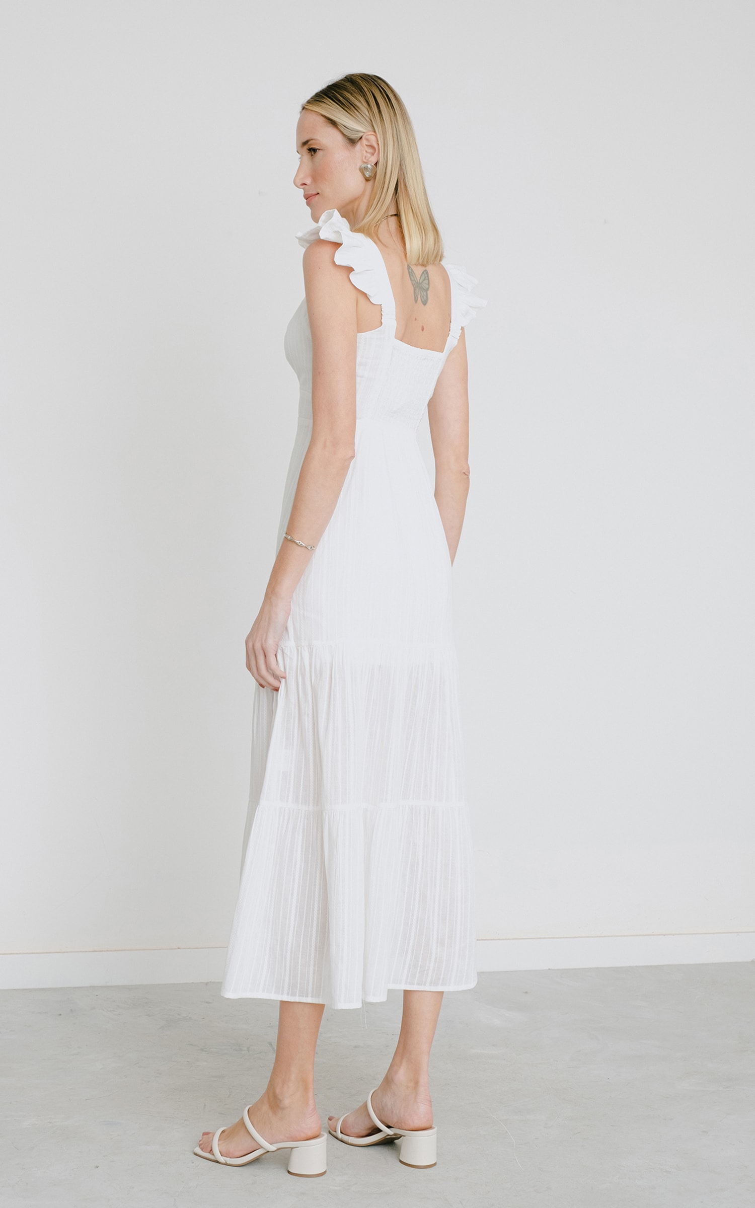 Vestido Midi Folclore Off White