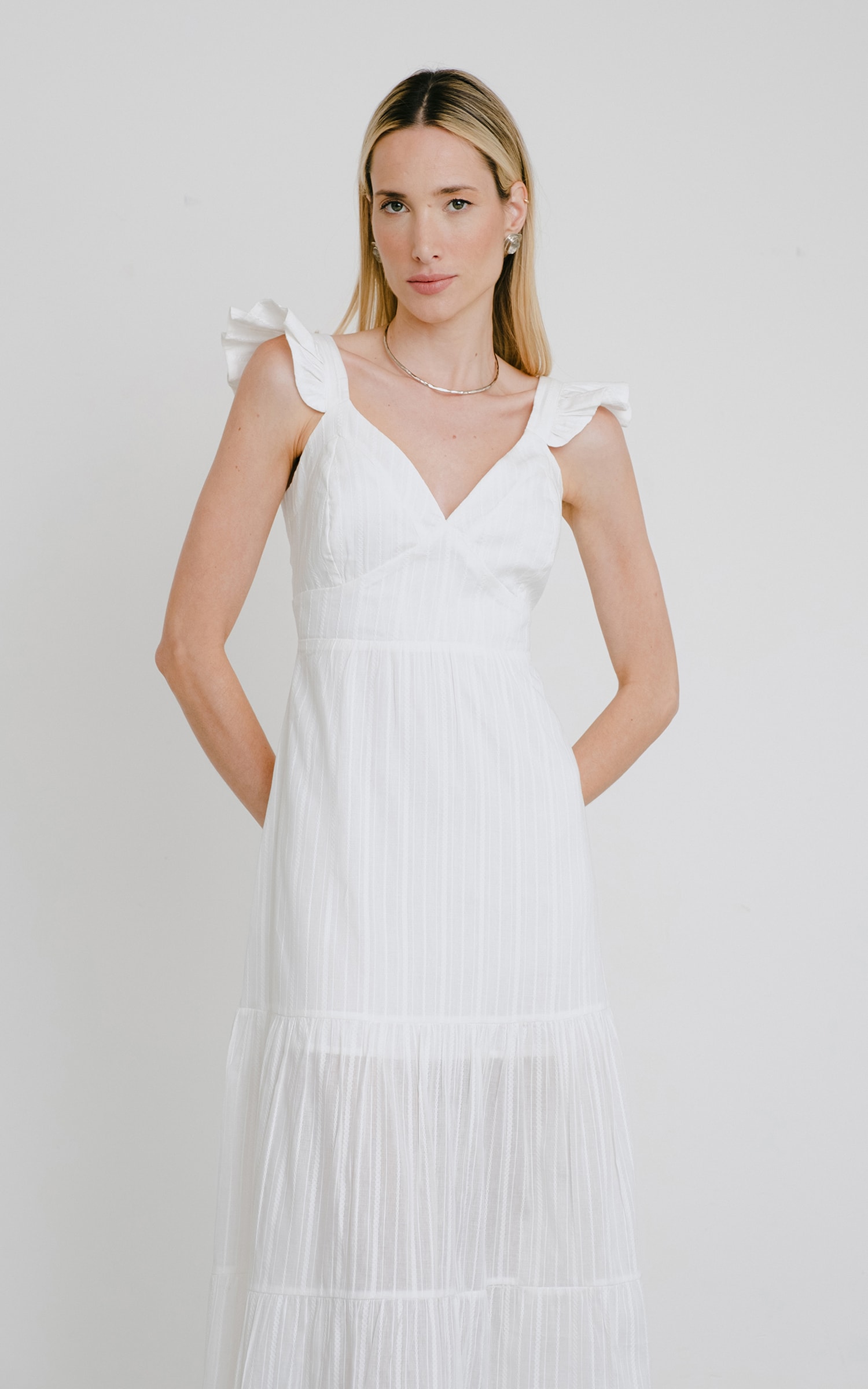 Vestido Midi Folclore Off White