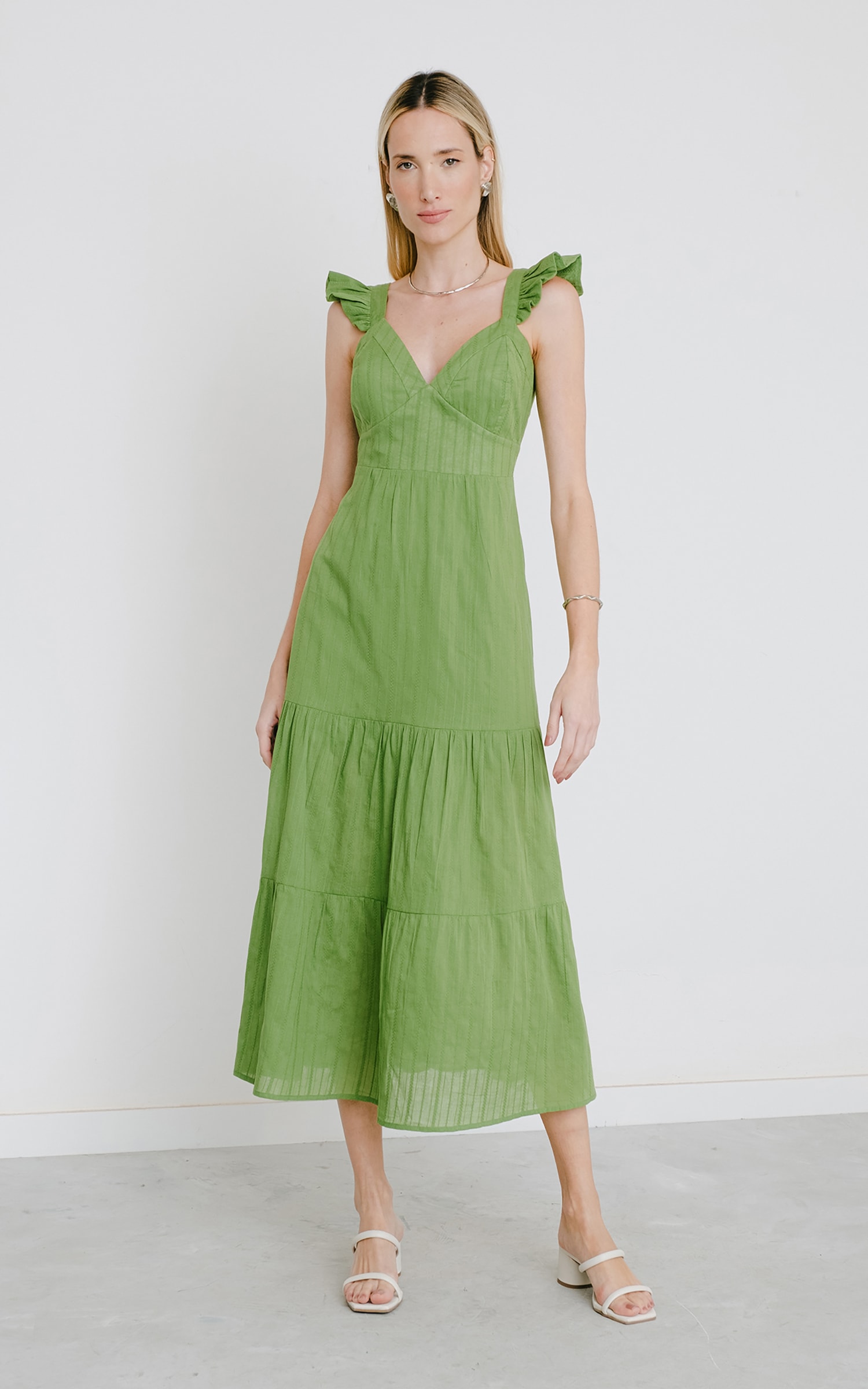 Vestido Midi Folclore Verde