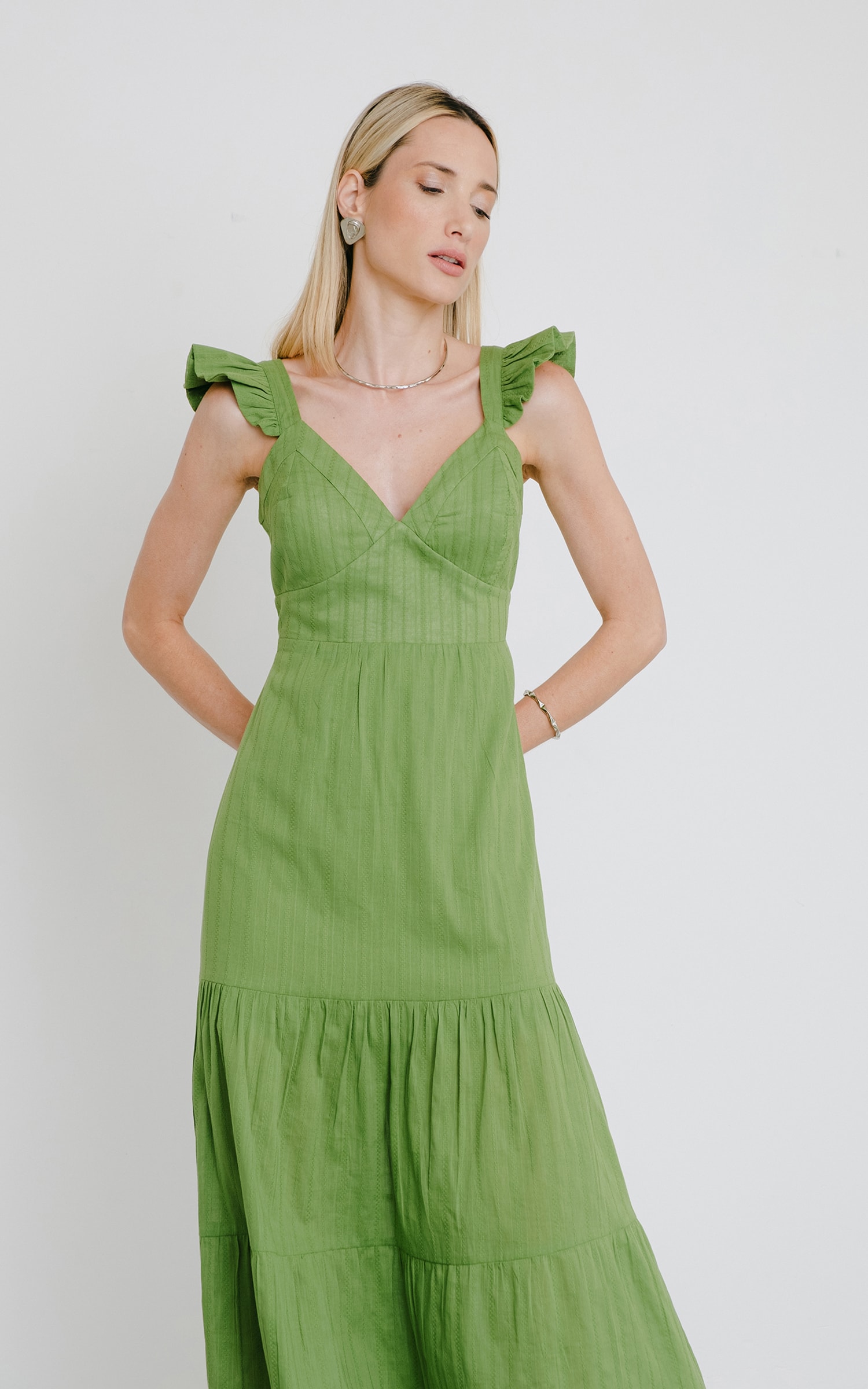 Vestido Midi Folclore Verde