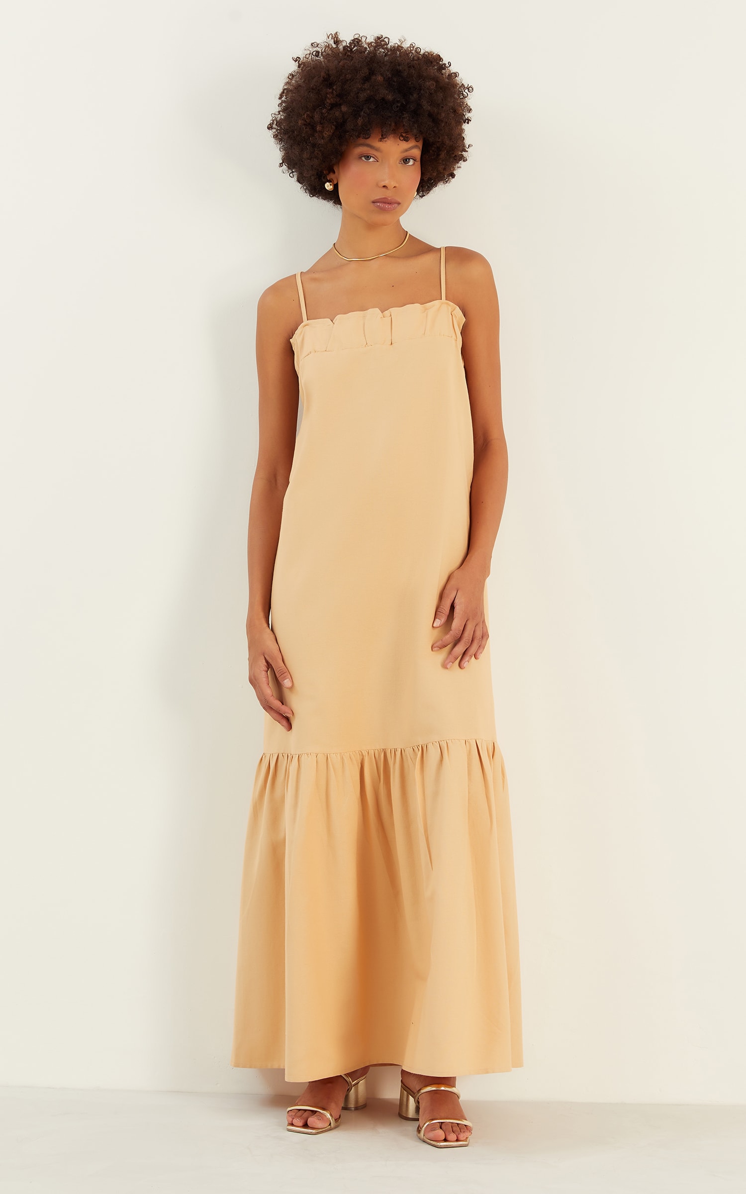 Vestido Midi Fresh Bege