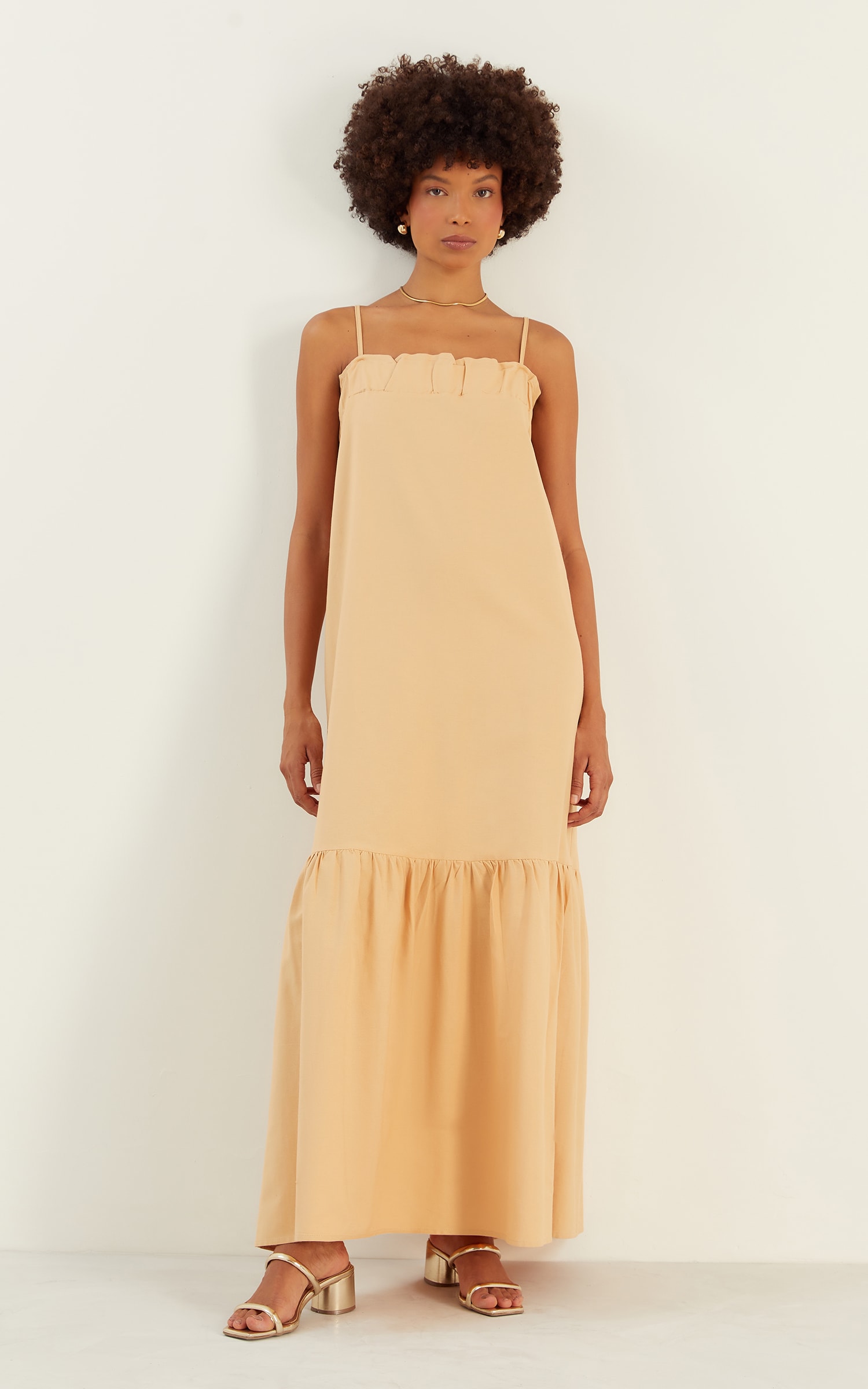 Vestido Midi Fresh Bege