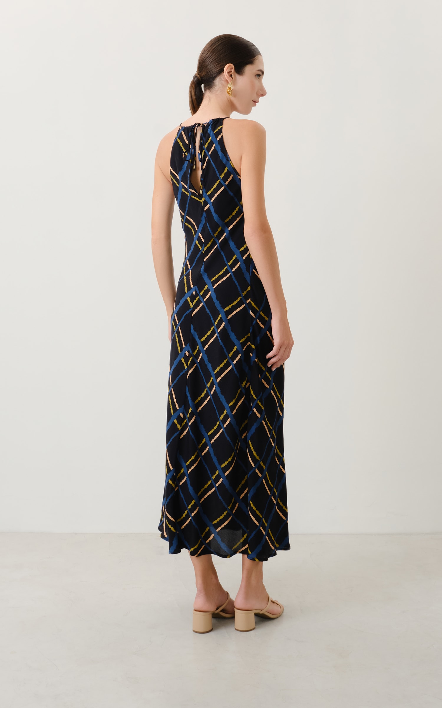 Vestido Midi Grid Preto