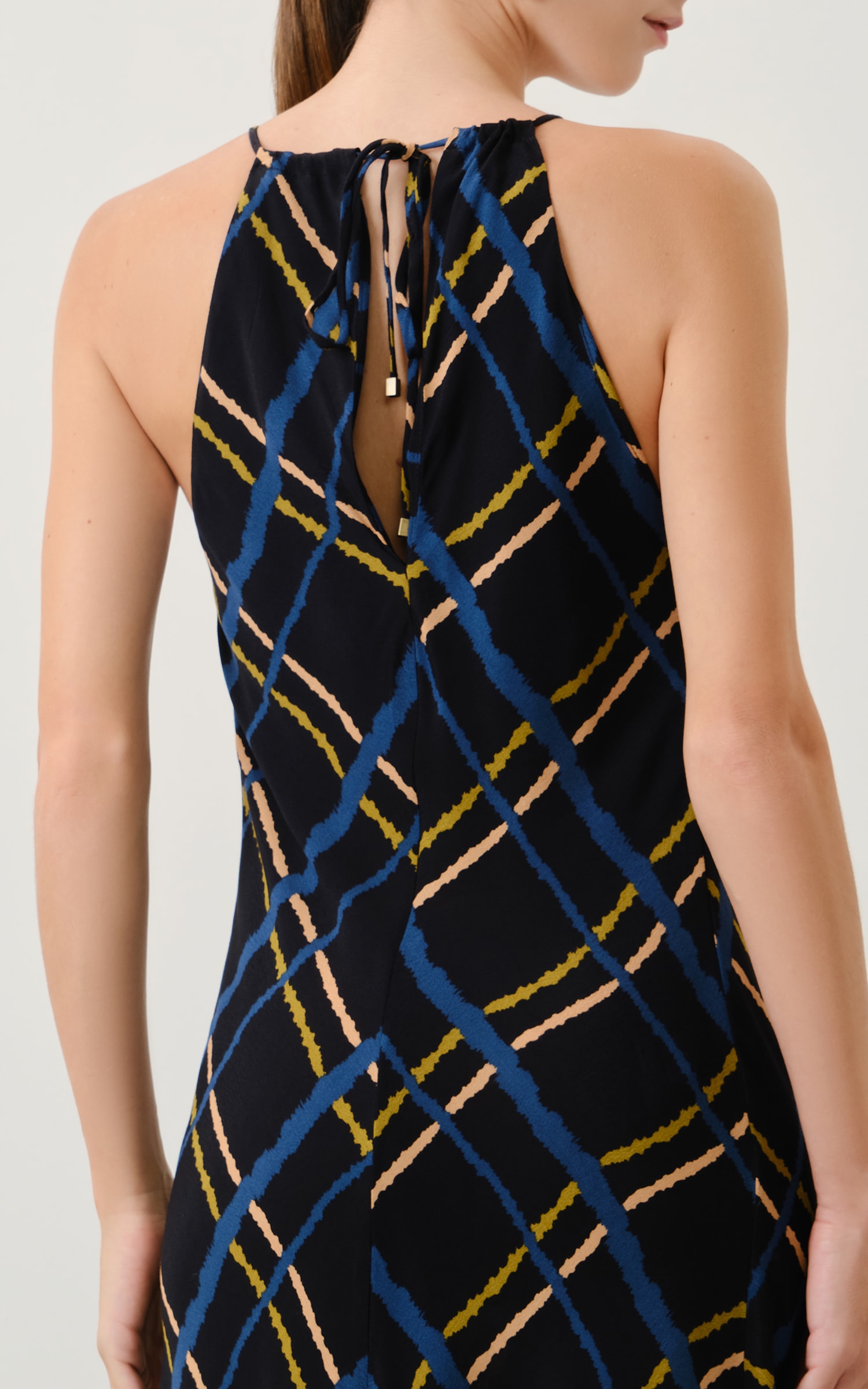 Vestido Midi Grid Preto