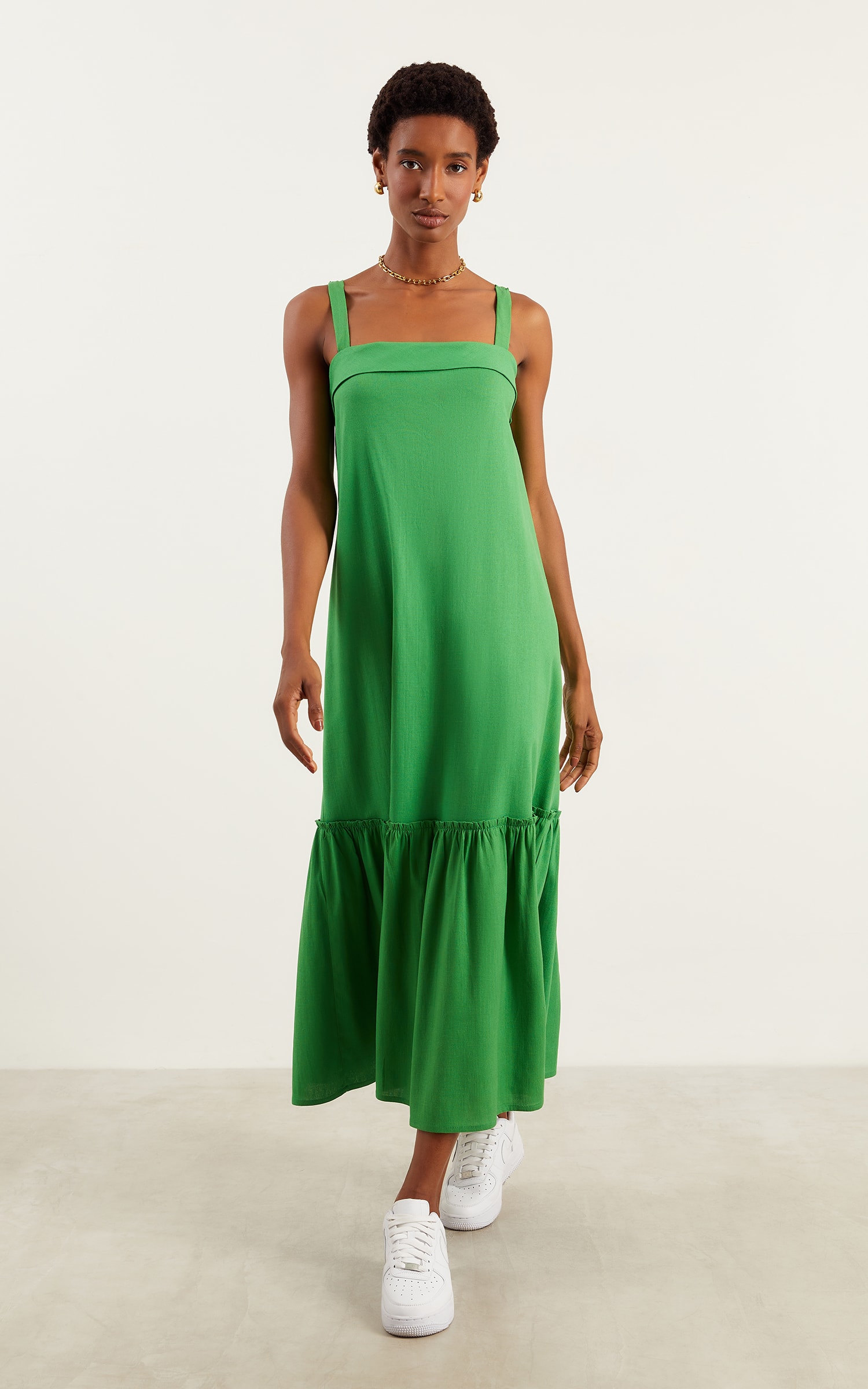 Vestido Midi Inspirar Verde Tropical