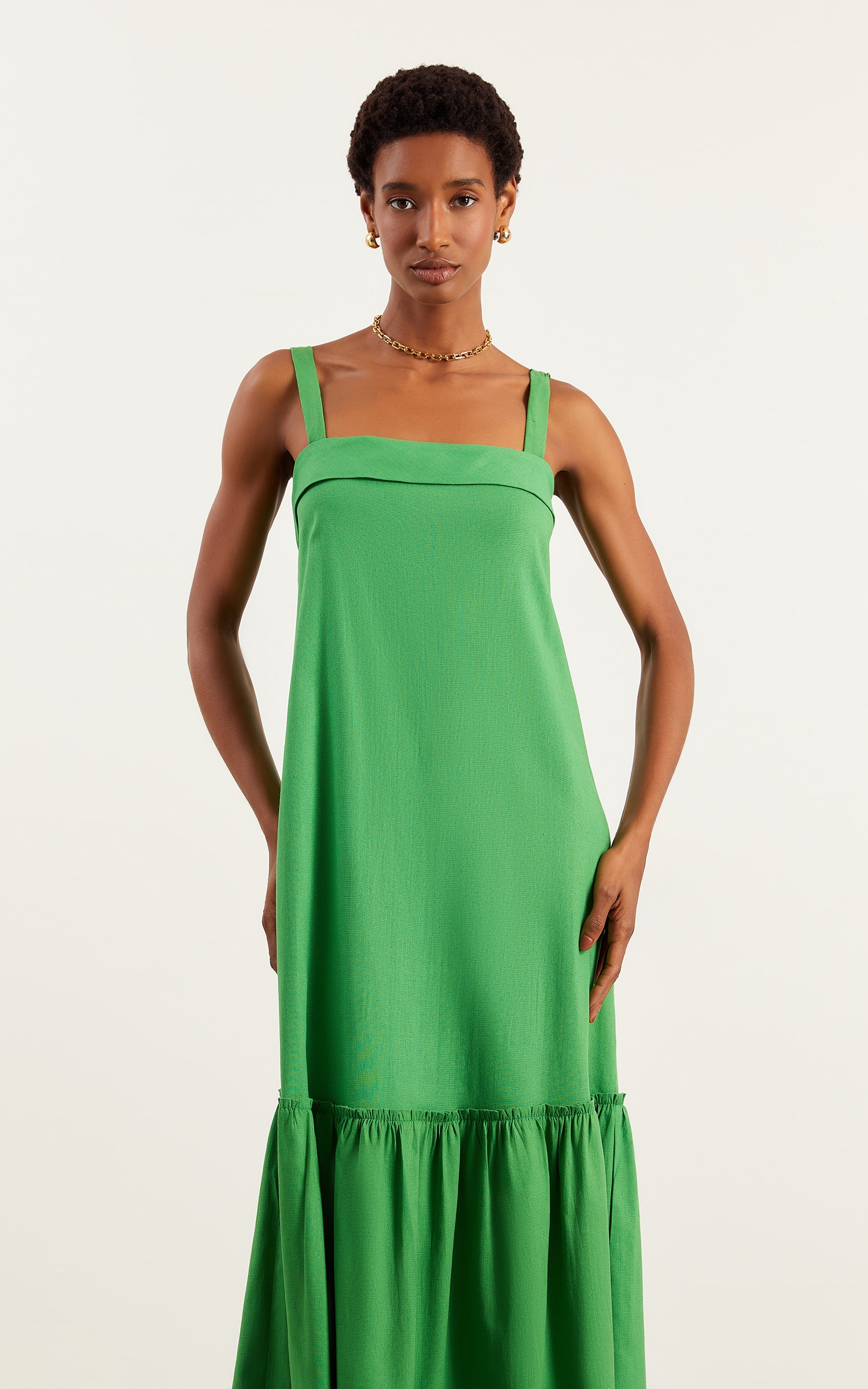 Vestido Midi Inspirar Verde Tropical