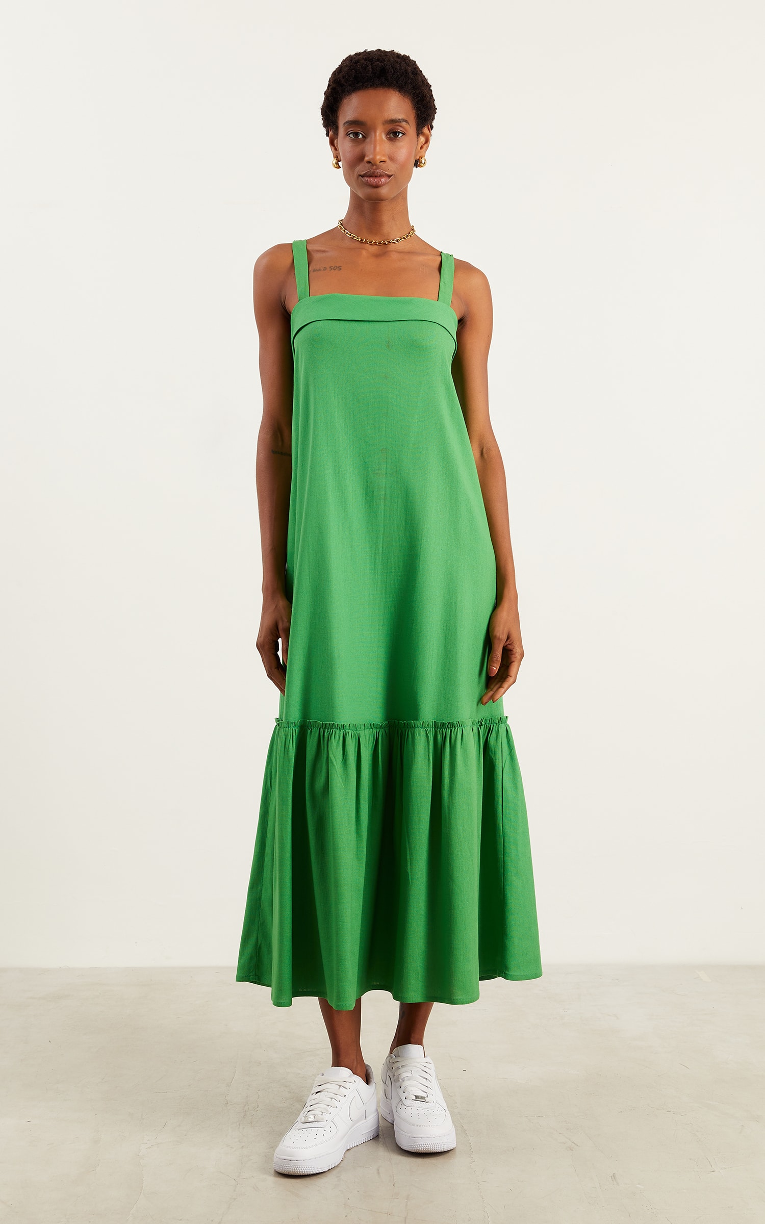 Vestido Midi Inspirar Verde Tropical