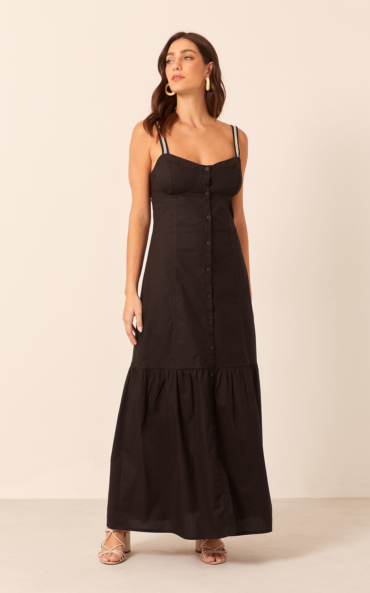 Vestido Midi Jardim Preto