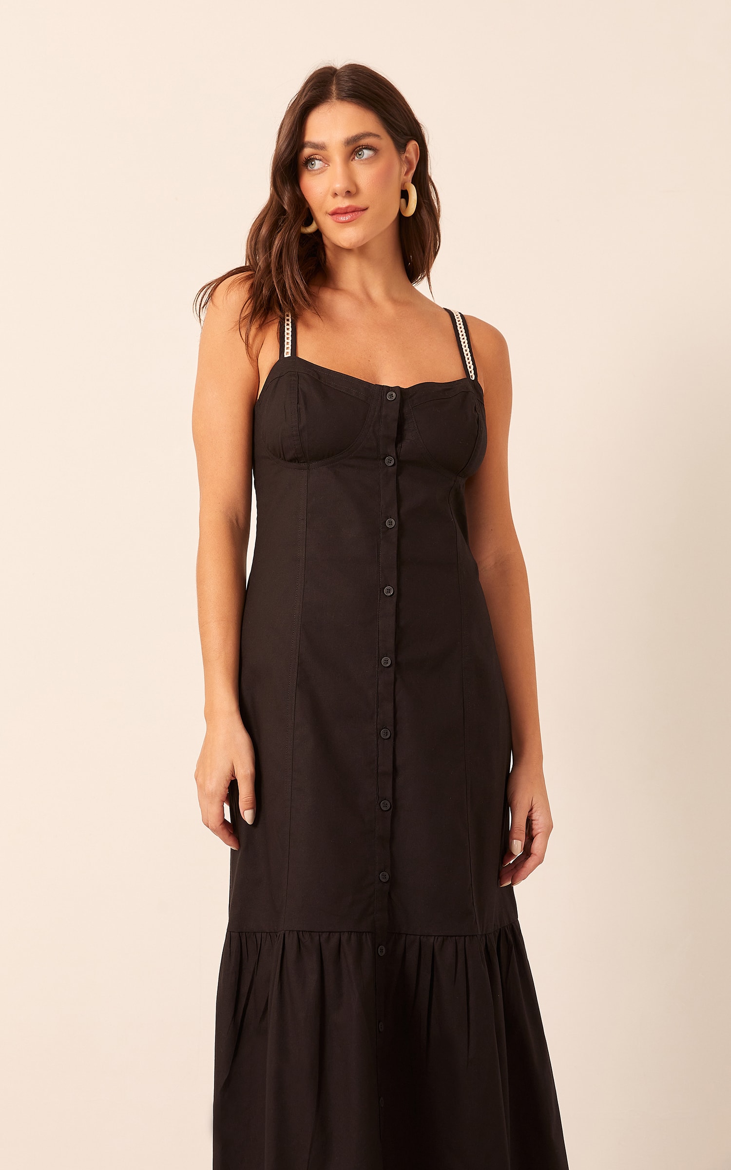 Vestido Midi Jardim Preto