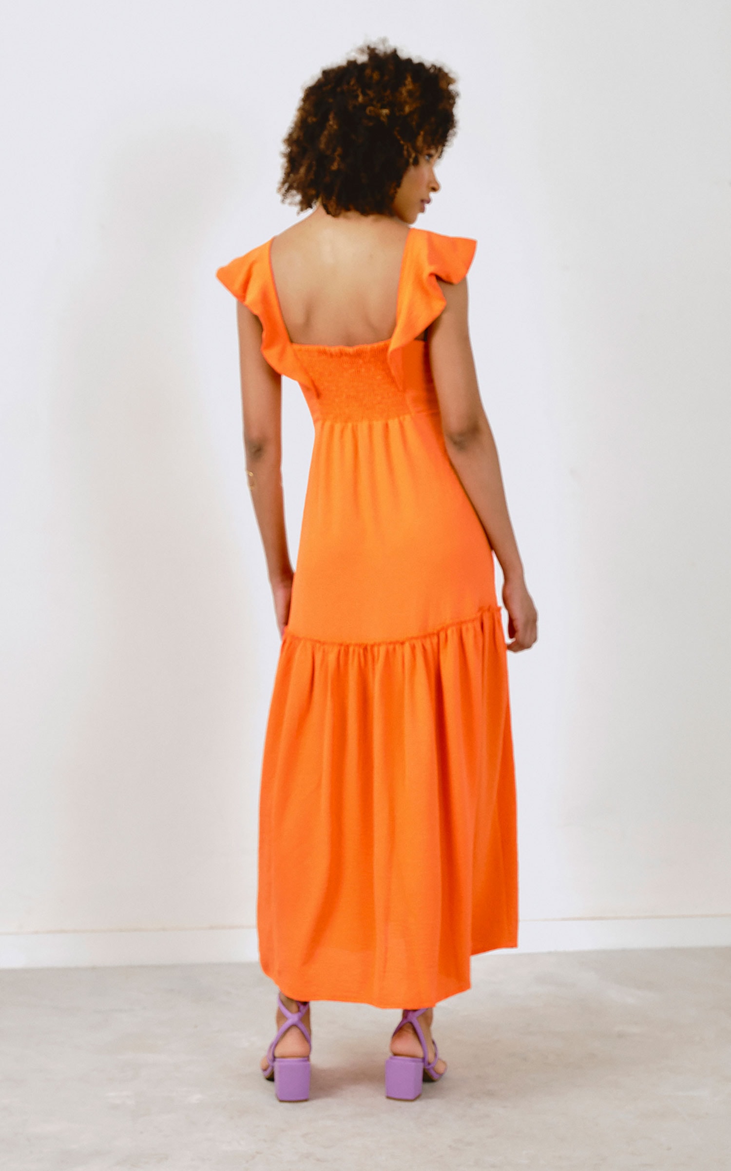 Vestido Midi Nordeste Laranja