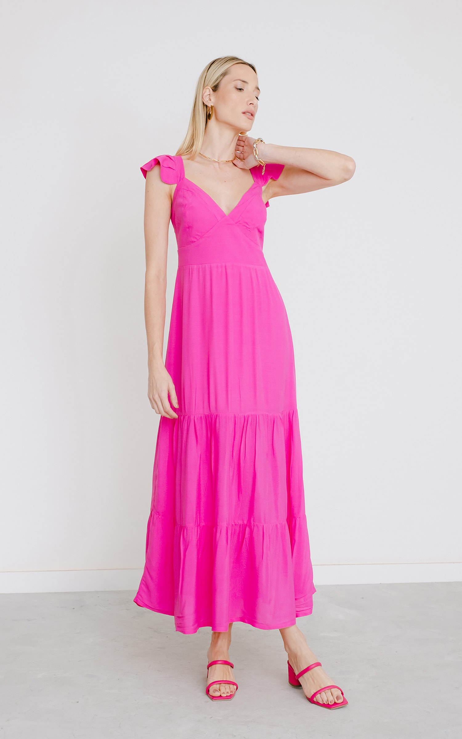 Vestido Midi Orgânico Rosa