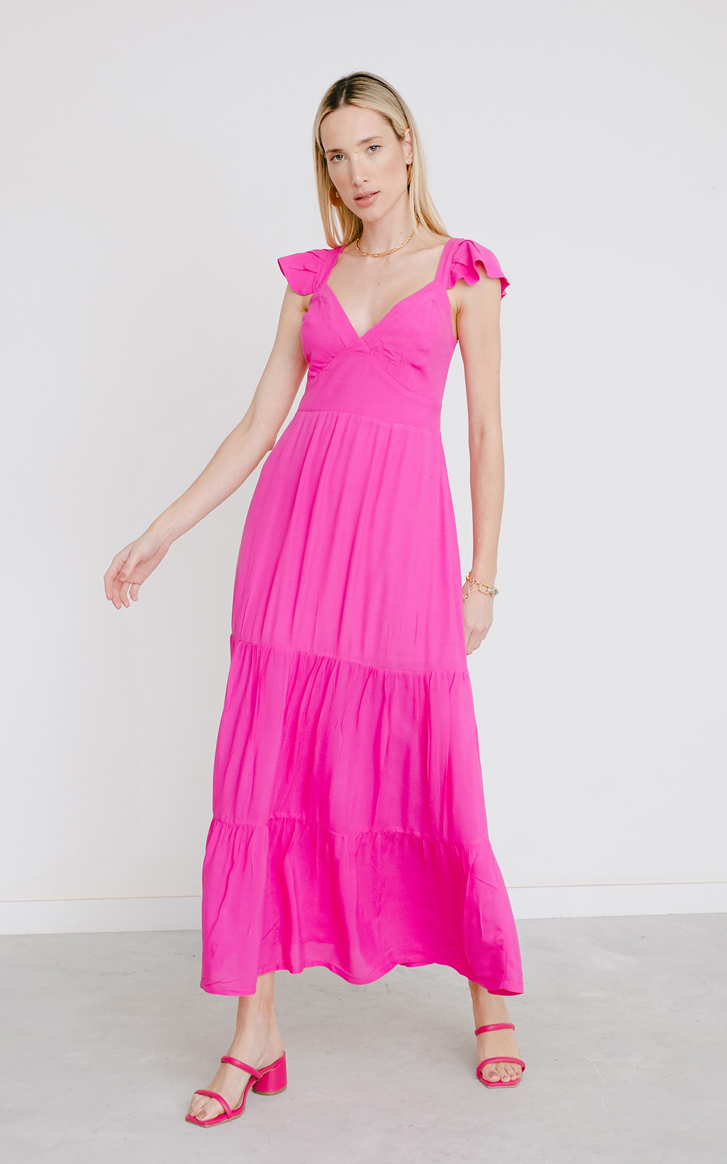 Vestido Midi Orgânico Rosa