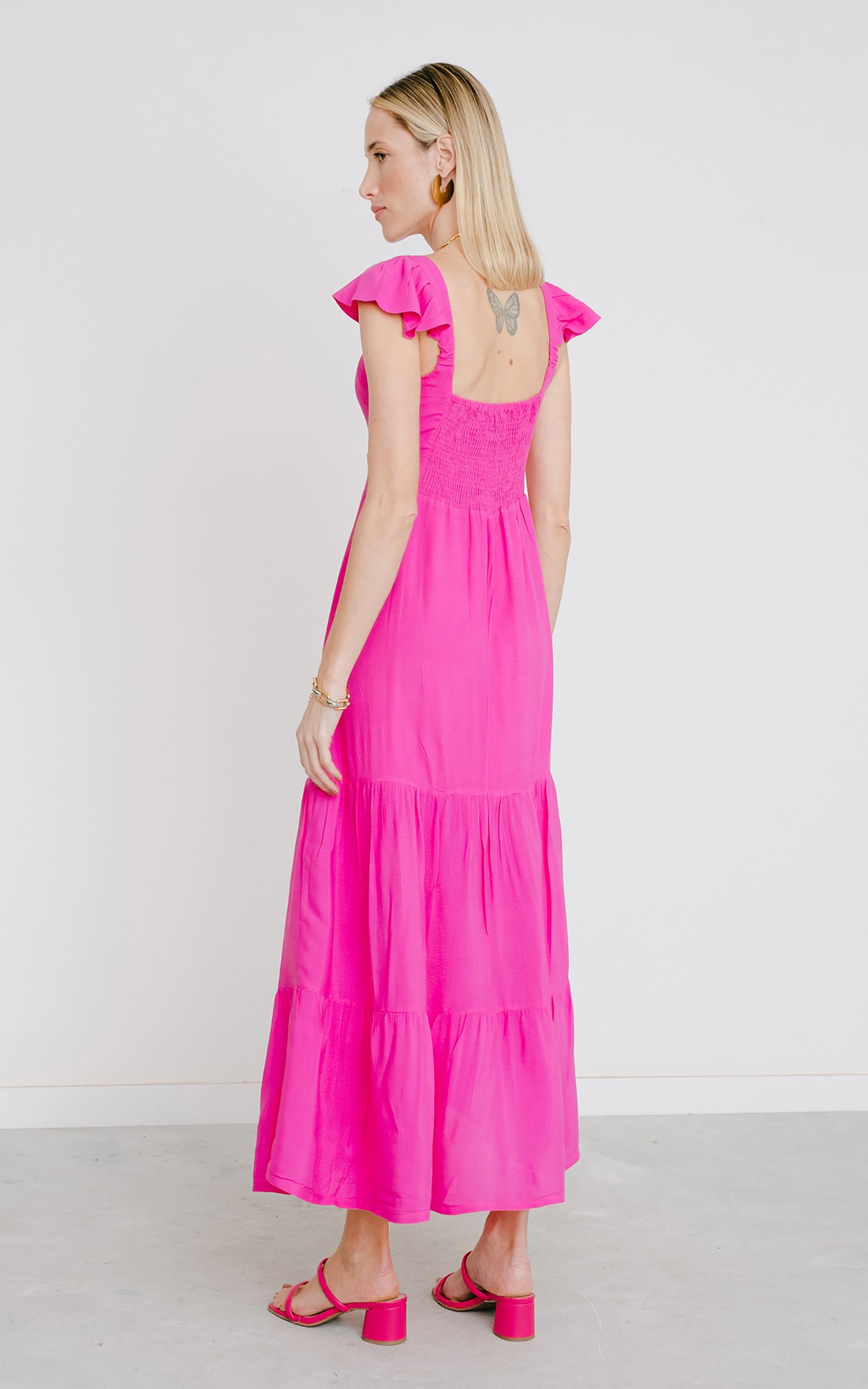 Vestido Midi Orgânico Rosa