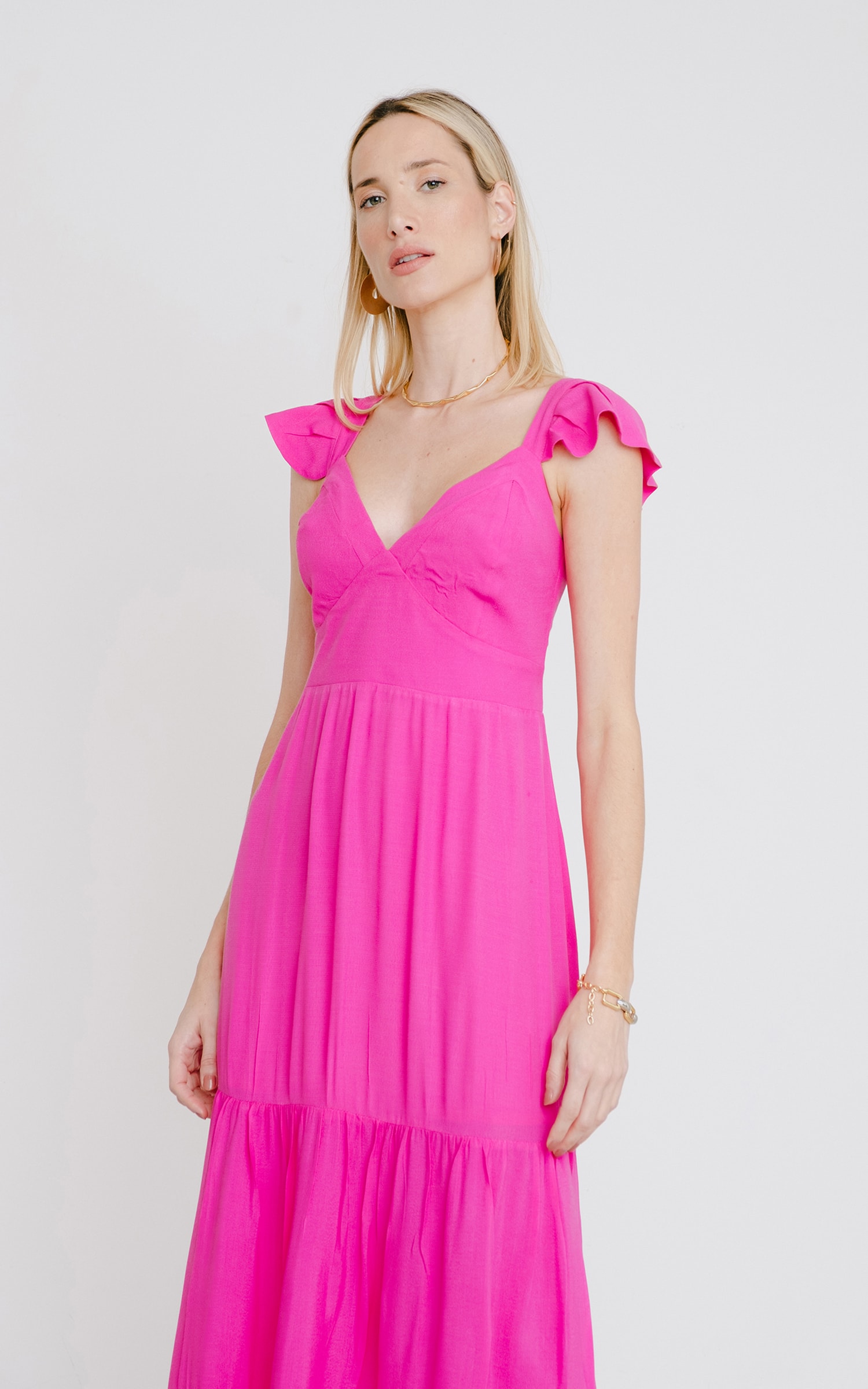 Vestido Midi Orgânico Rosa