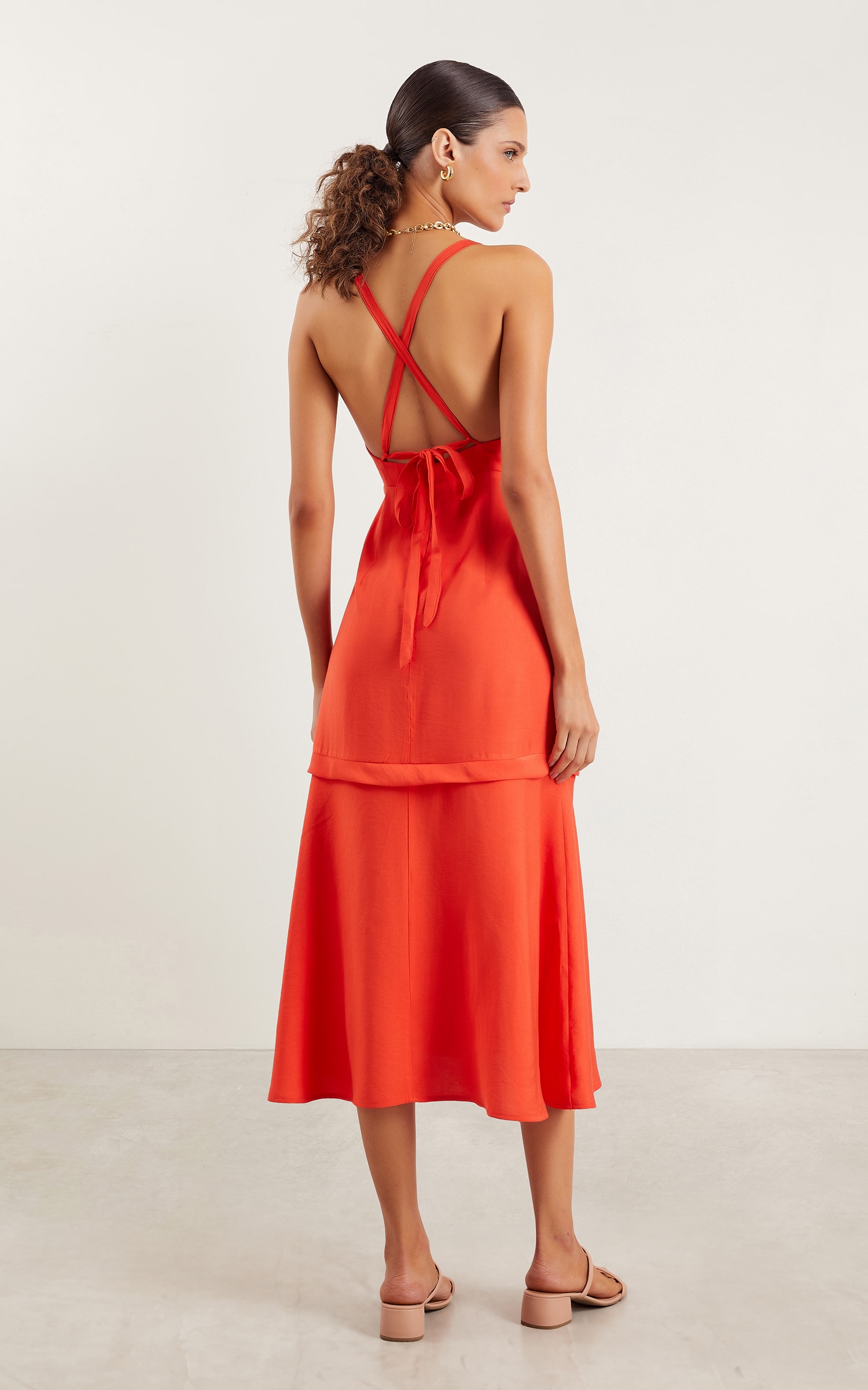 Vestido Midi Resort Laranja