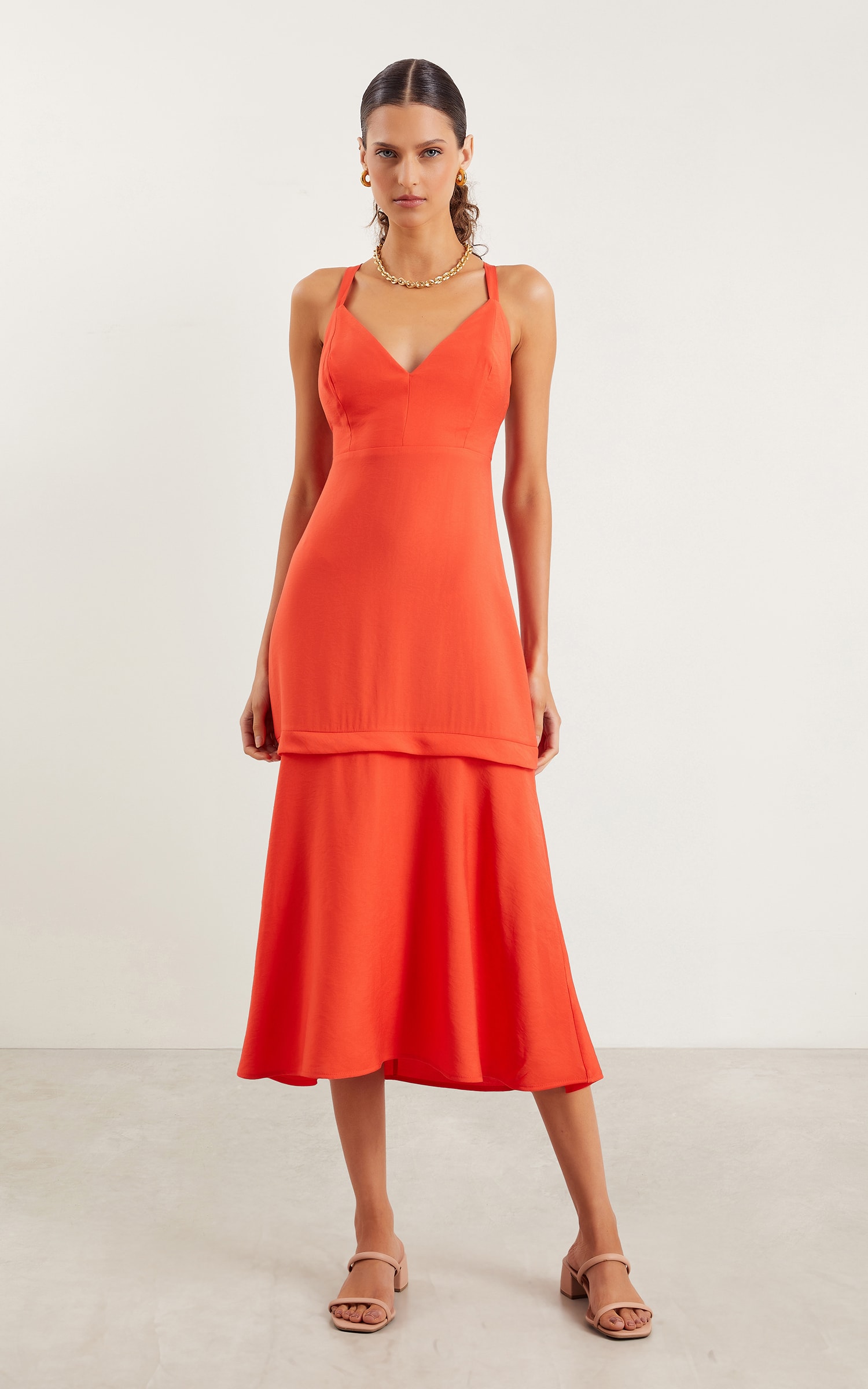 Vestido Midi Resort Laranja