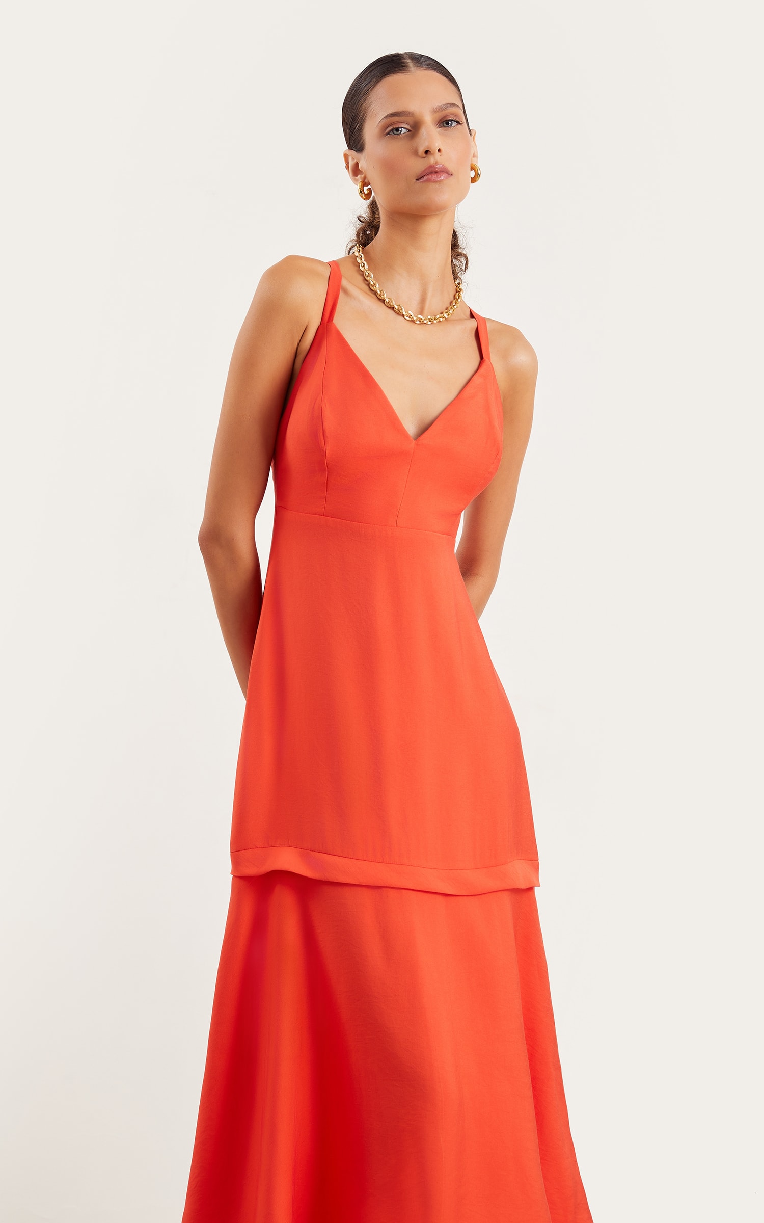 Vestido Midi Resort Laranja