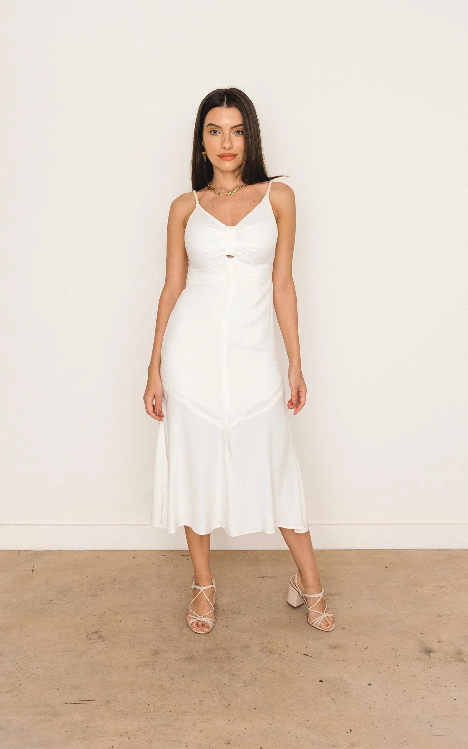 Vestido Midi Tranças Off White