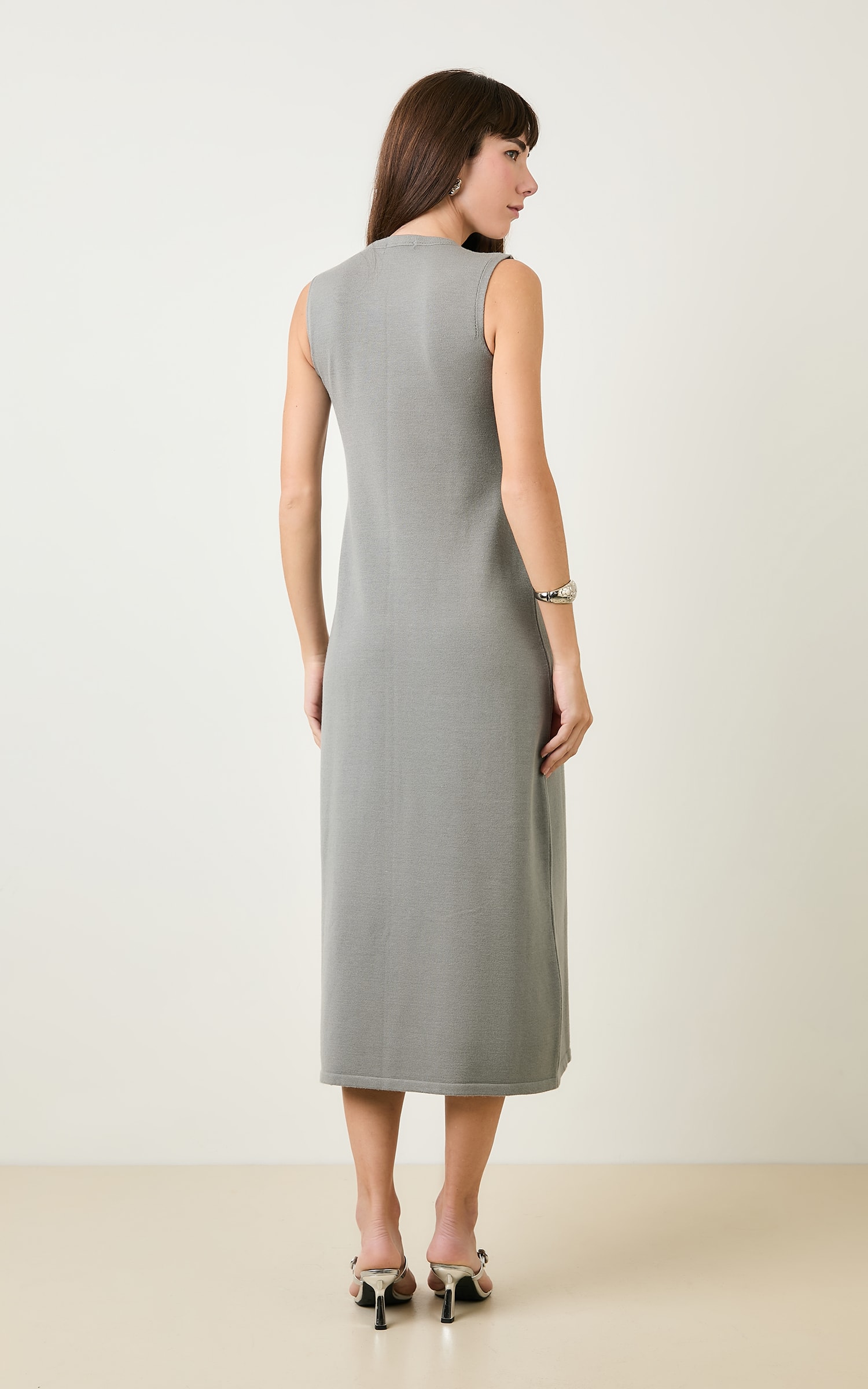 Vestido New Reto Tricot Cinza