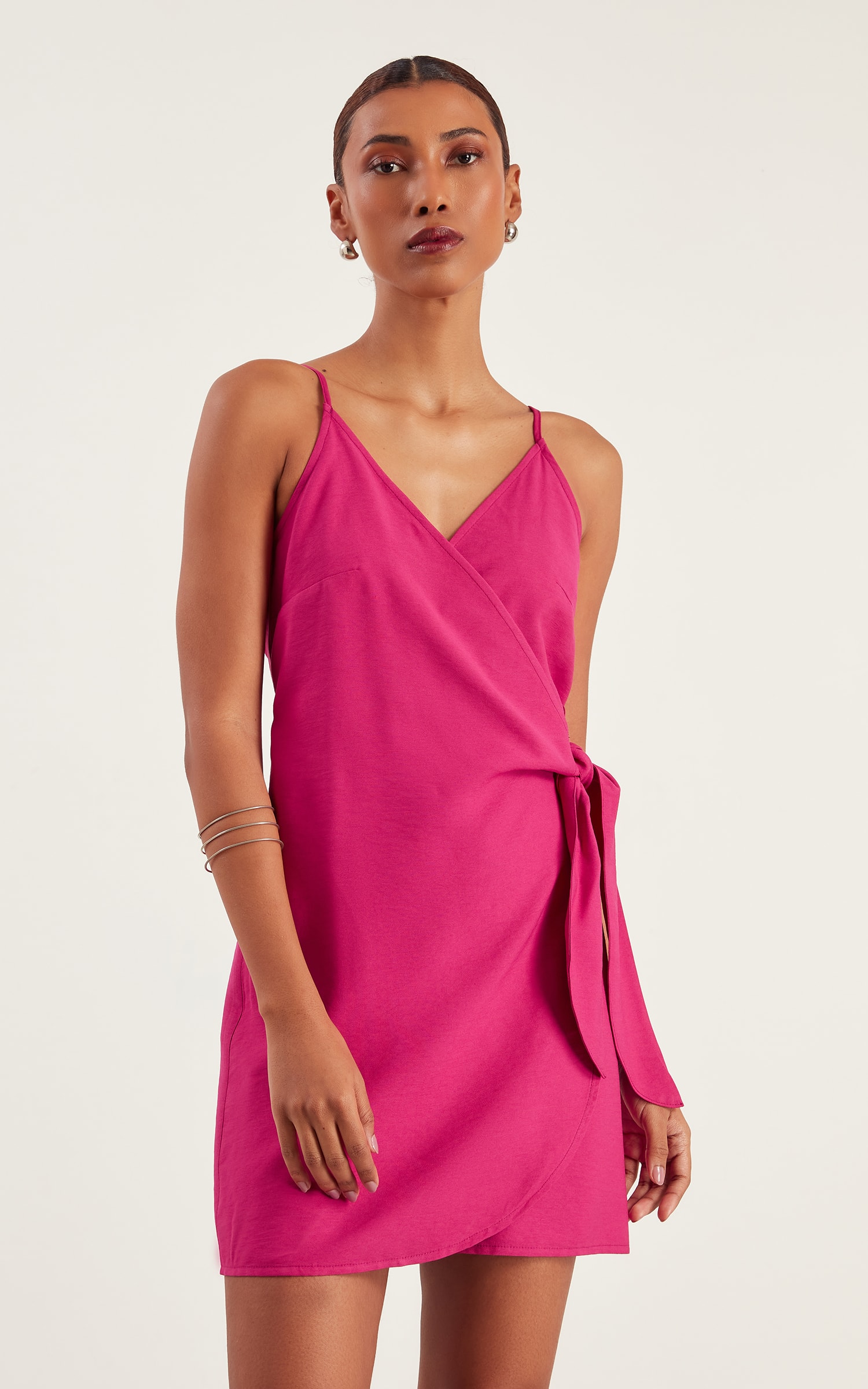 Vestido Petit Transpassado Fúcsia