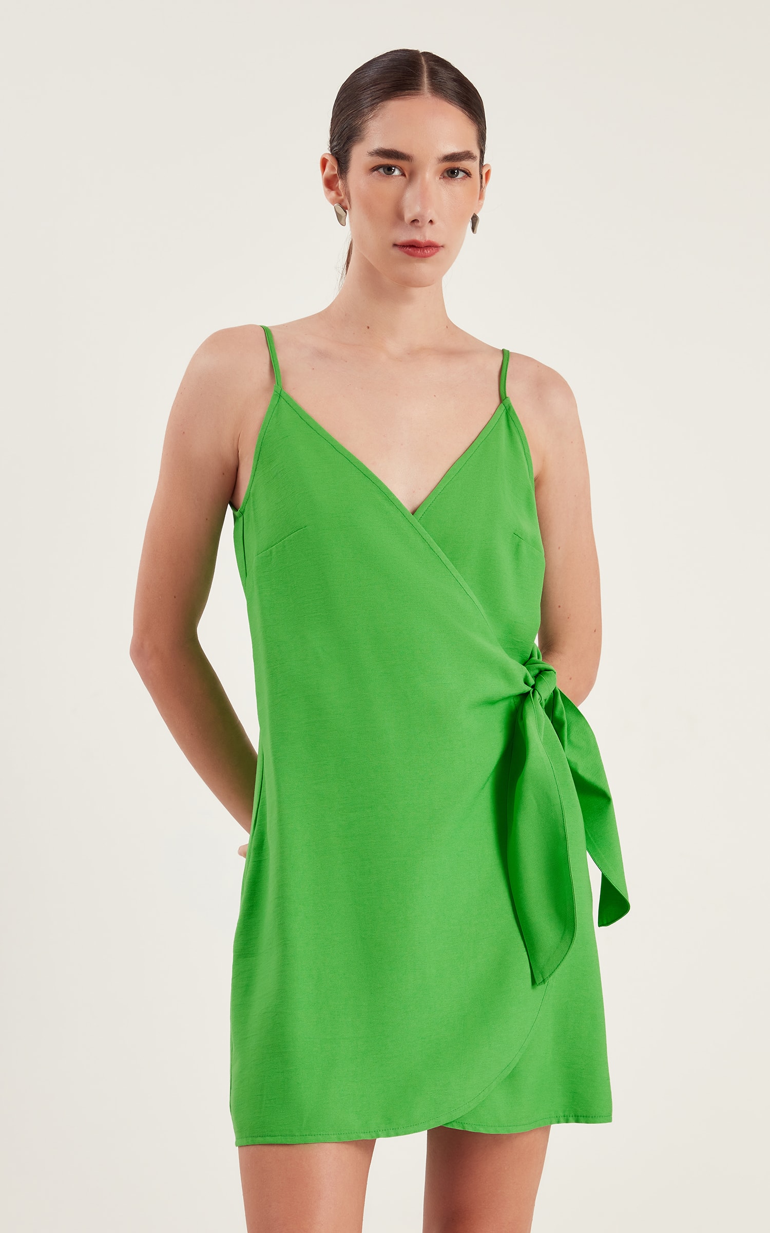 Vestido Petit Transpassado Verde Tropical