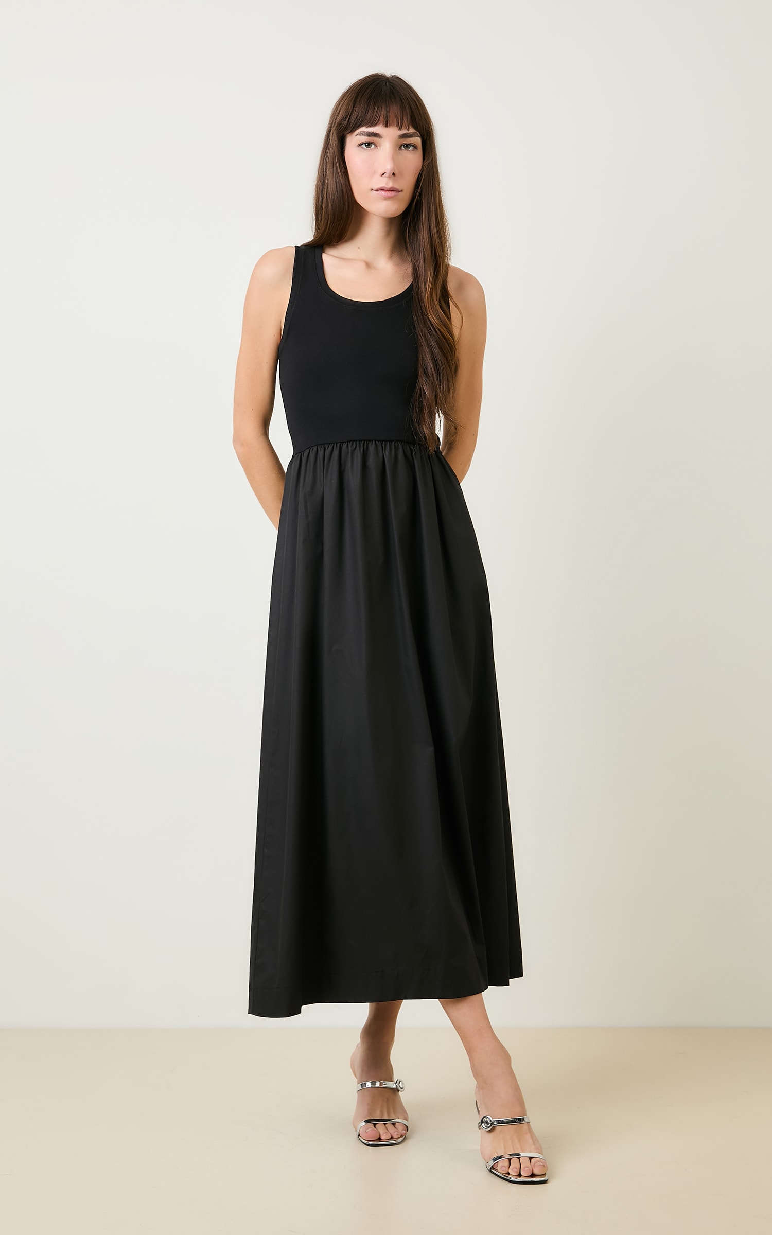 Vestido Rib Tricoline Preto/Preto