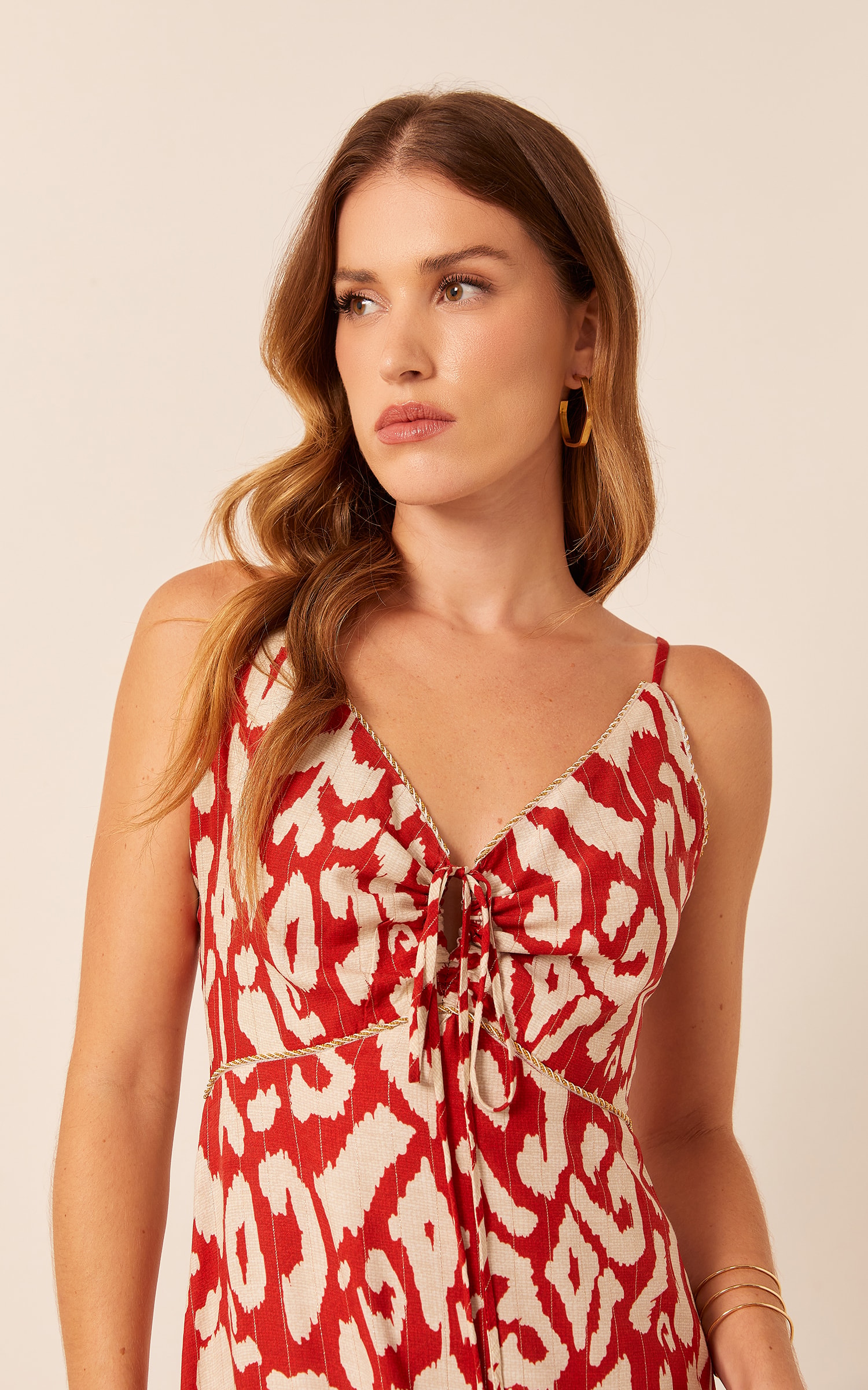 Vestido Rouge Detalhe Alça Vermelho