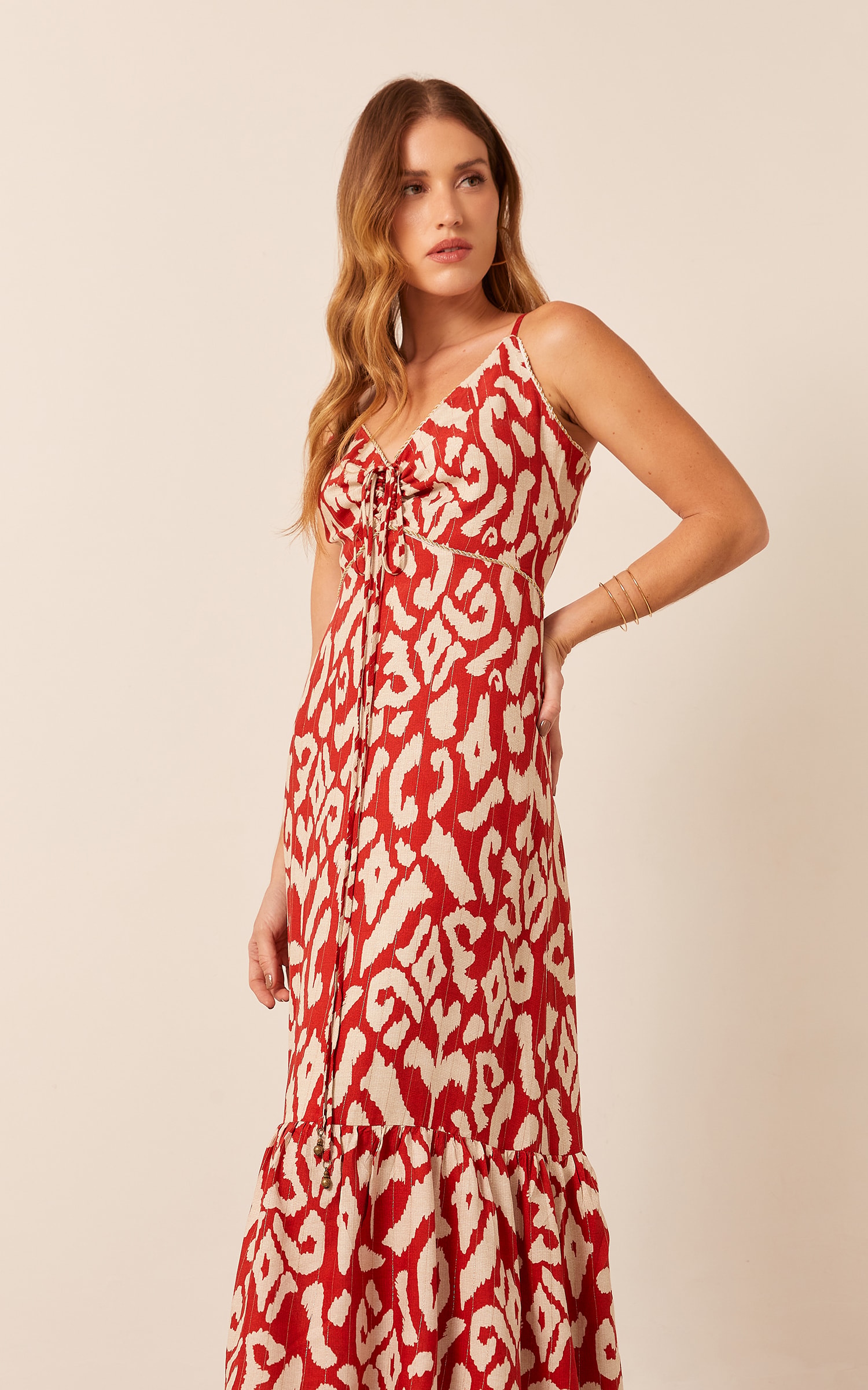 Vestido Rouge Detalhe Alça Vermelho