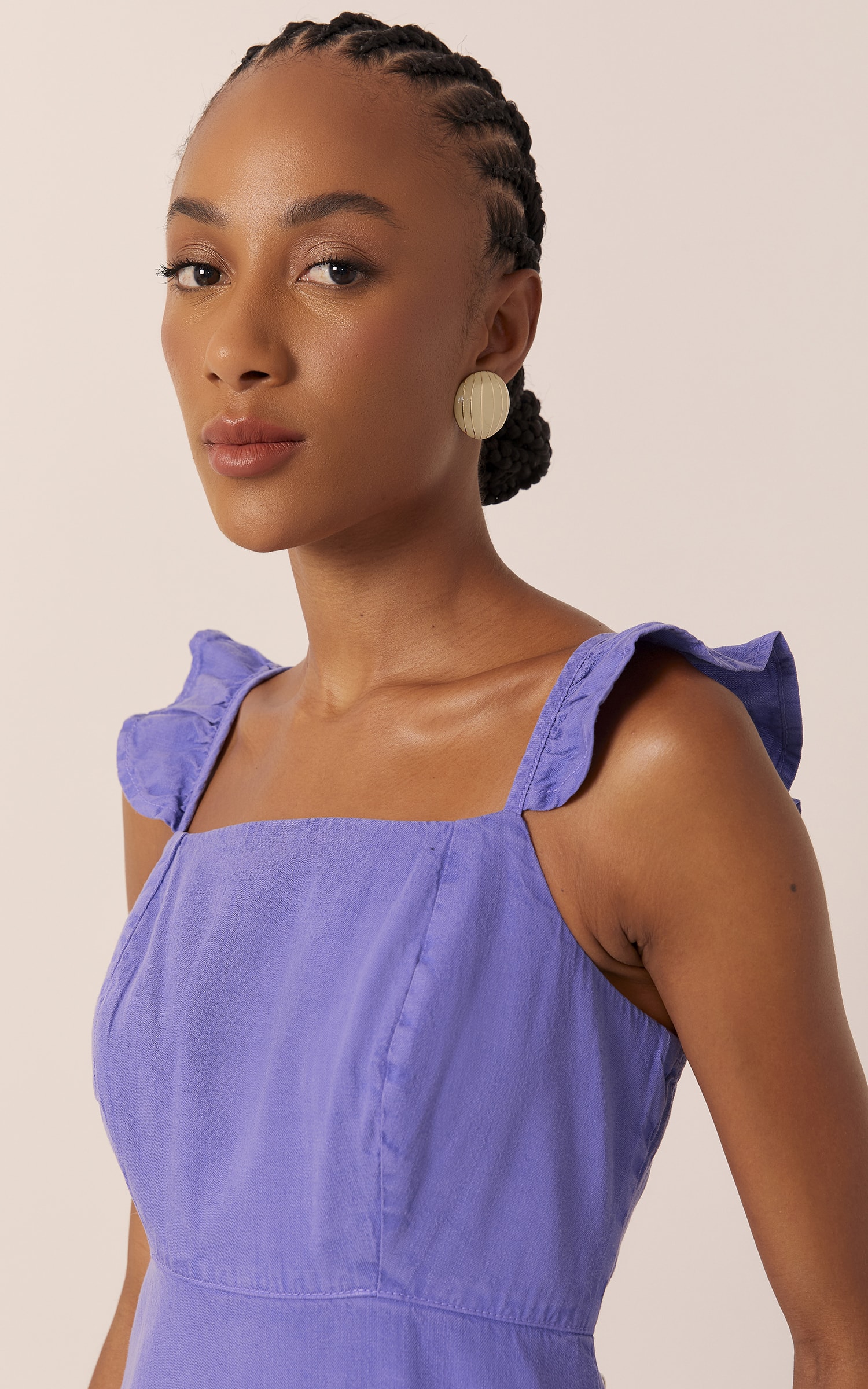 Vestido Sarja Babado Roxo