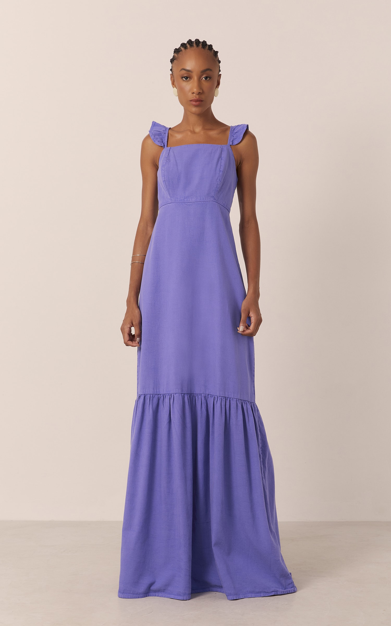 Vestido Sarja Babado Roxo