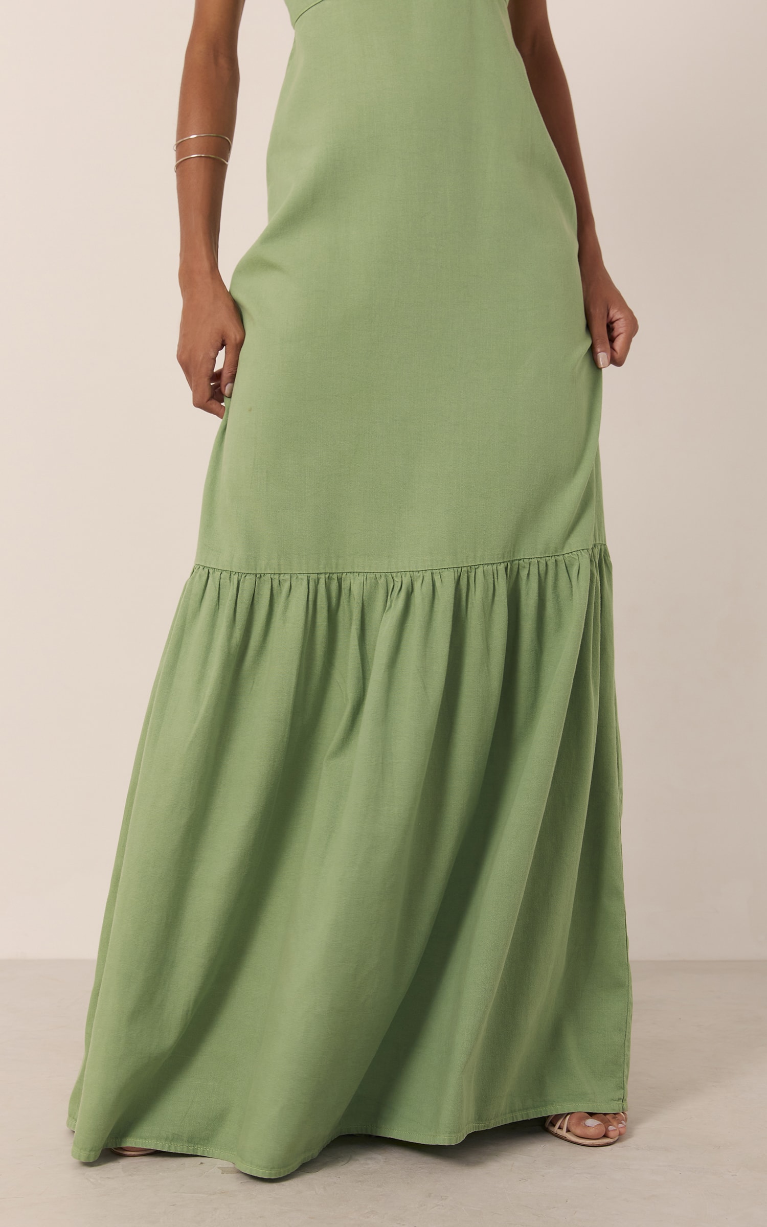 Vestido Sarja Babado Verde