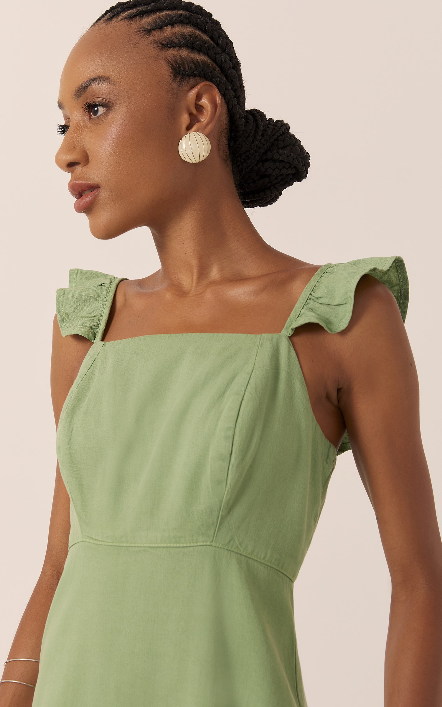 Vestido Sarja Babado Verde