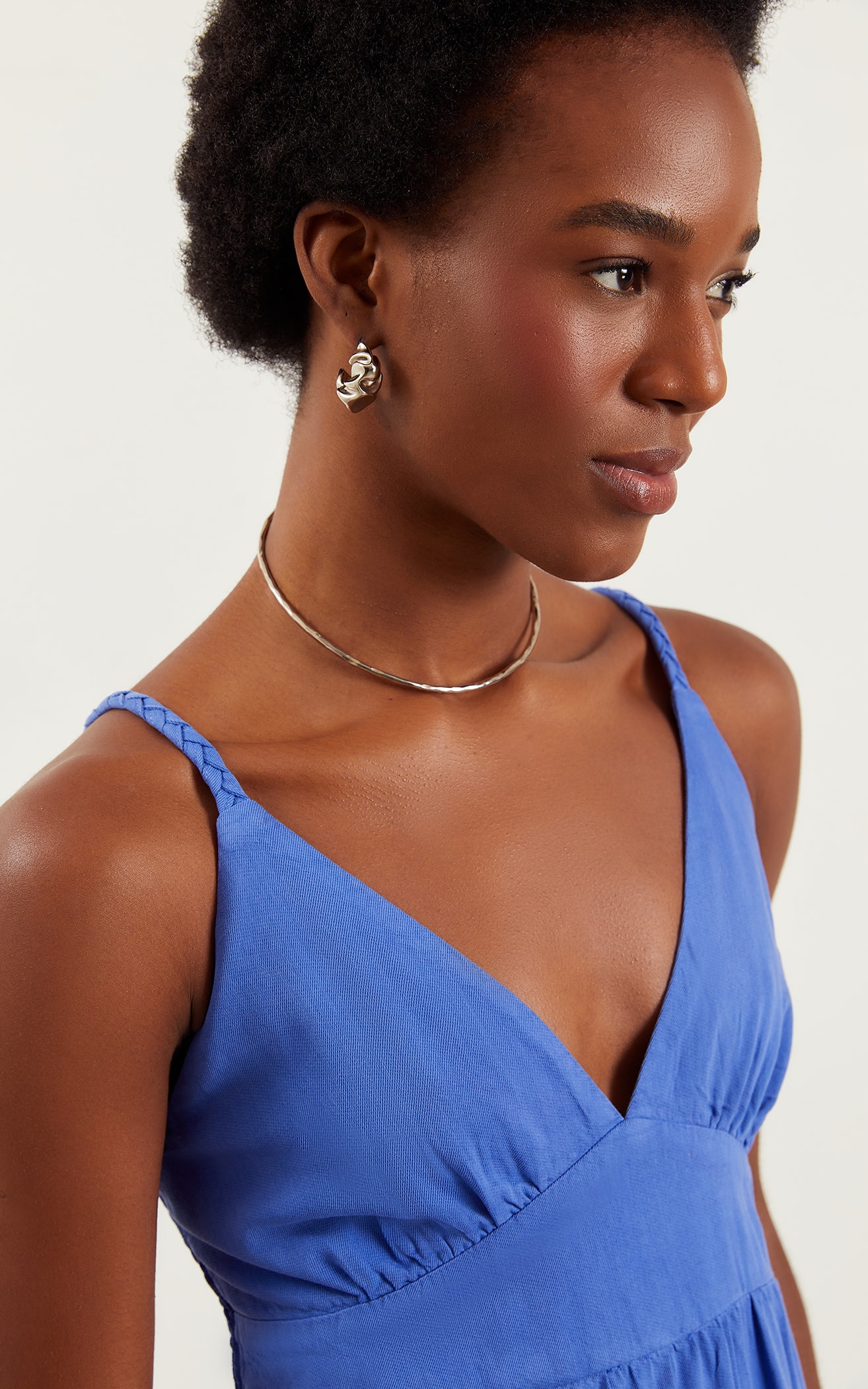 Vestido Sarja Longo Azul
