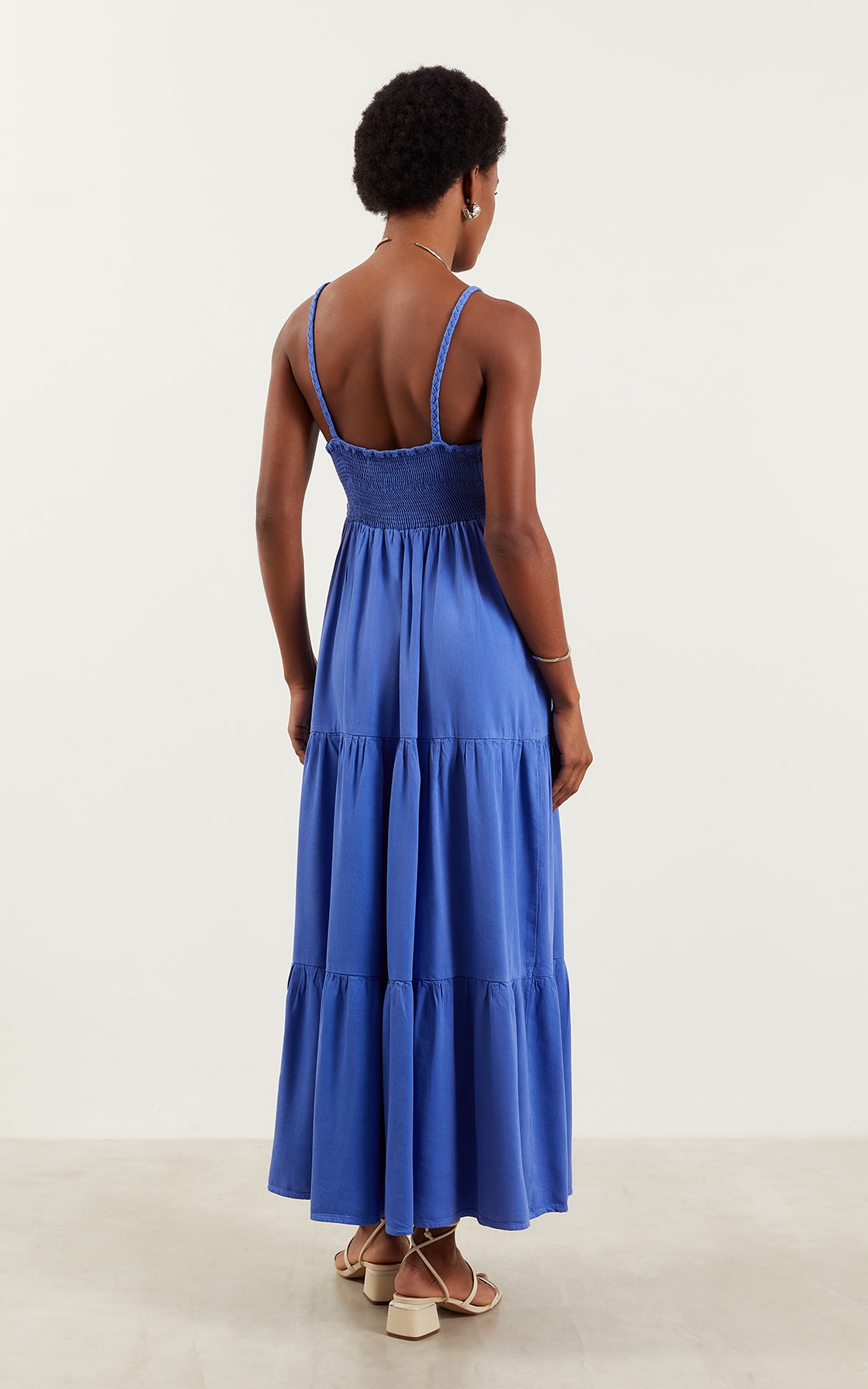 Vestido Sarja Longo Azul