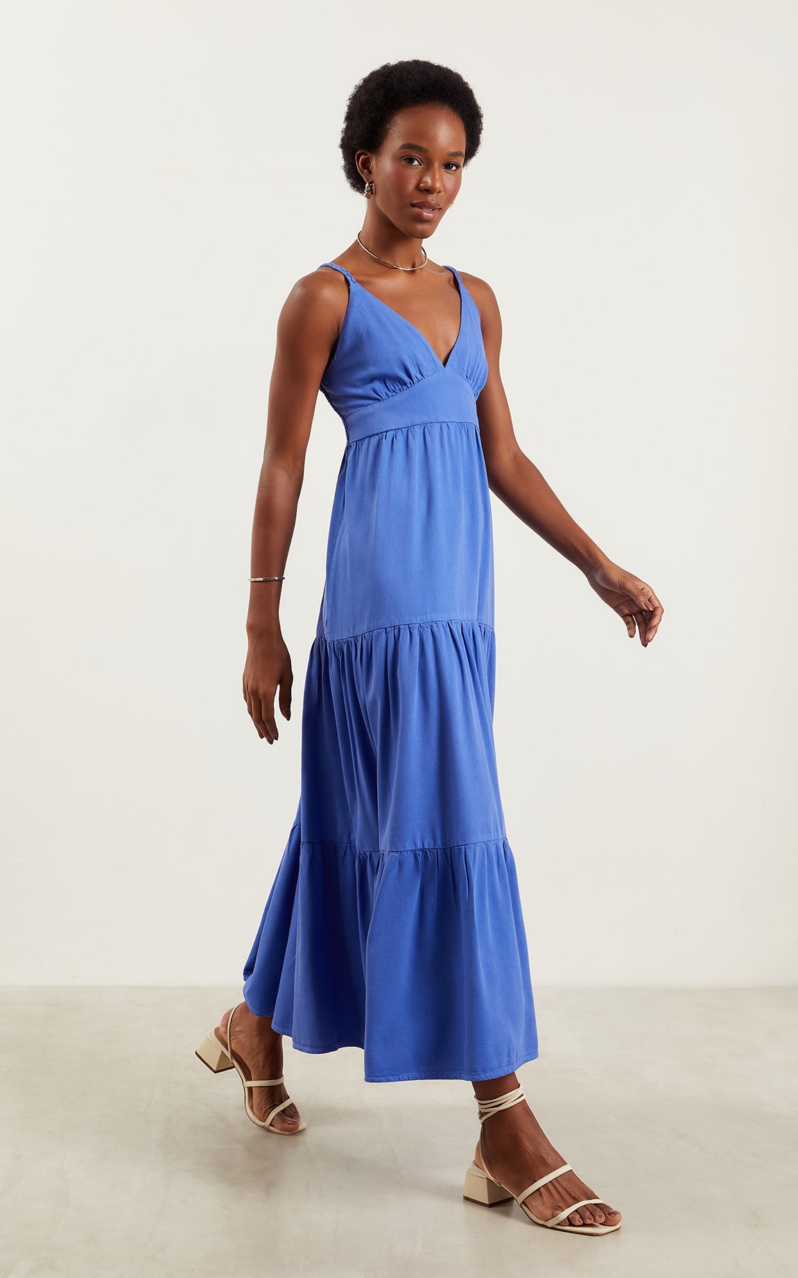 Vestido Sarja Longo Azul