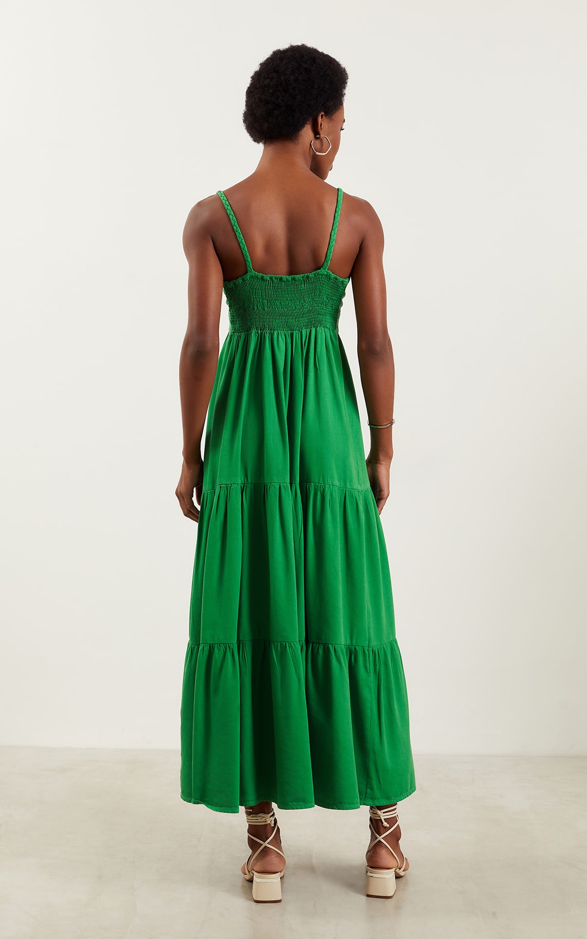 Vestido Sarja Longo Verde