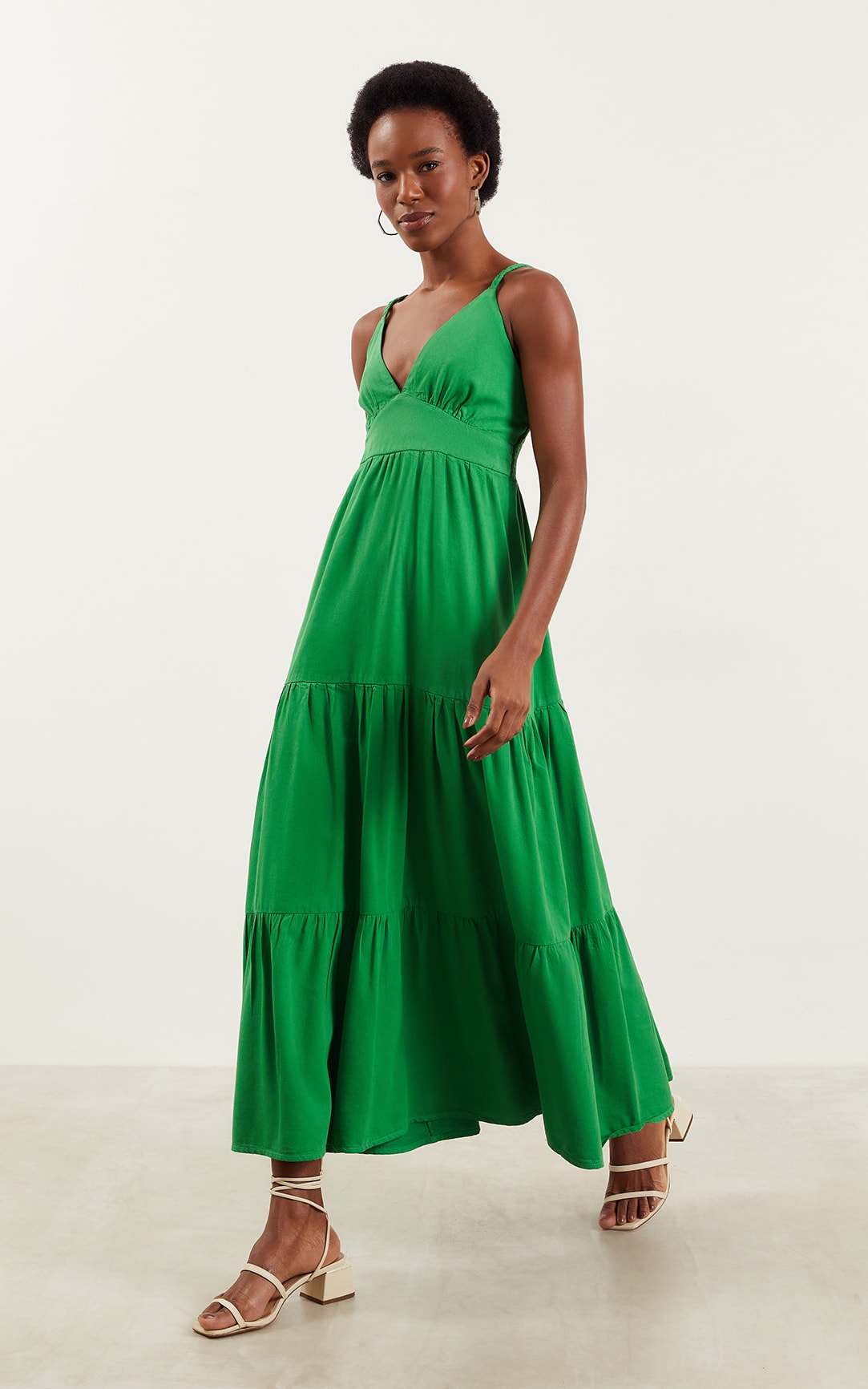 Vestido Sarja Longo Verde